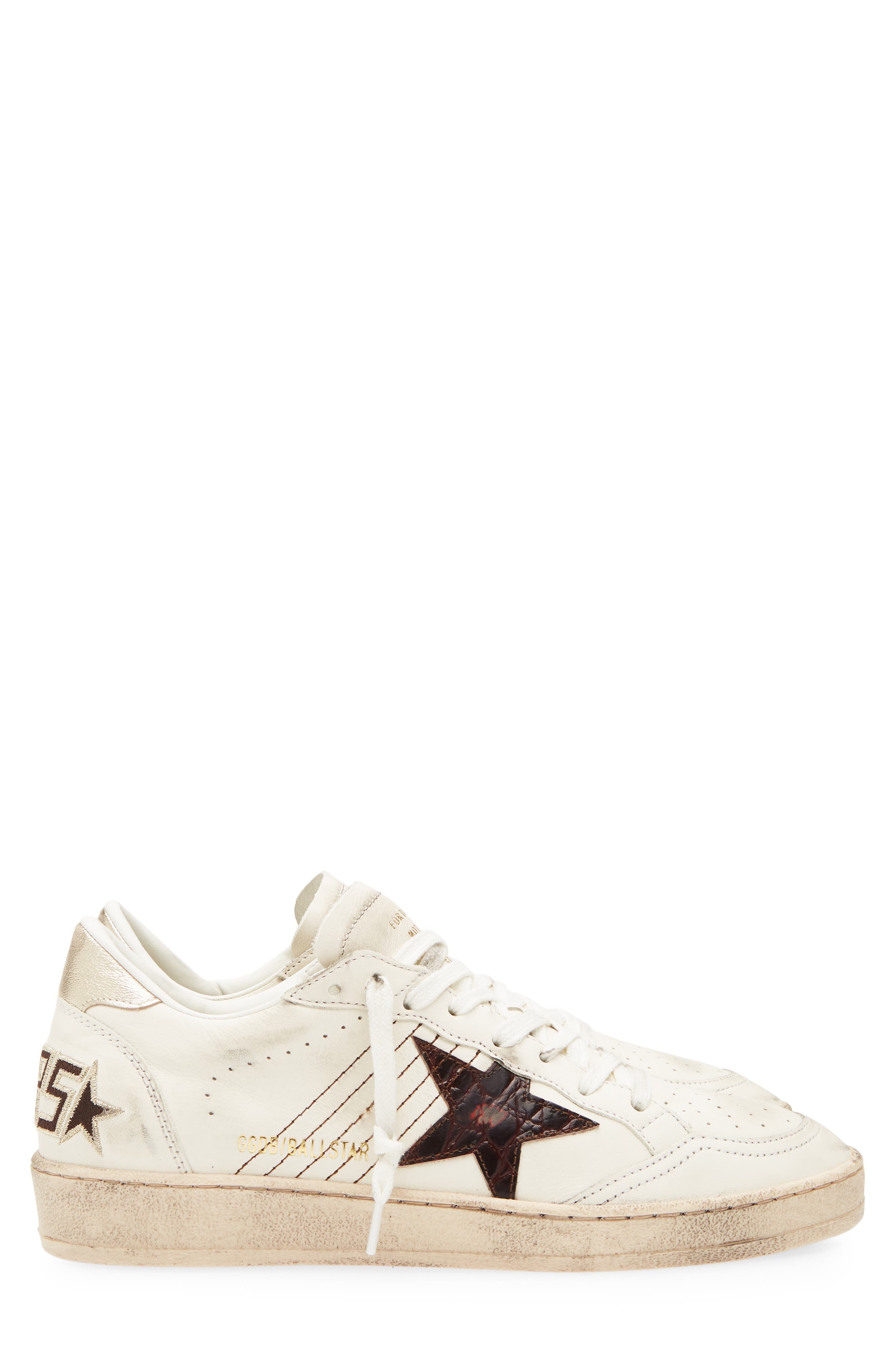 Golden Goose Ball Star Low Top Sneaker in White/Bordeaux/Gold at Nordstrom - 3