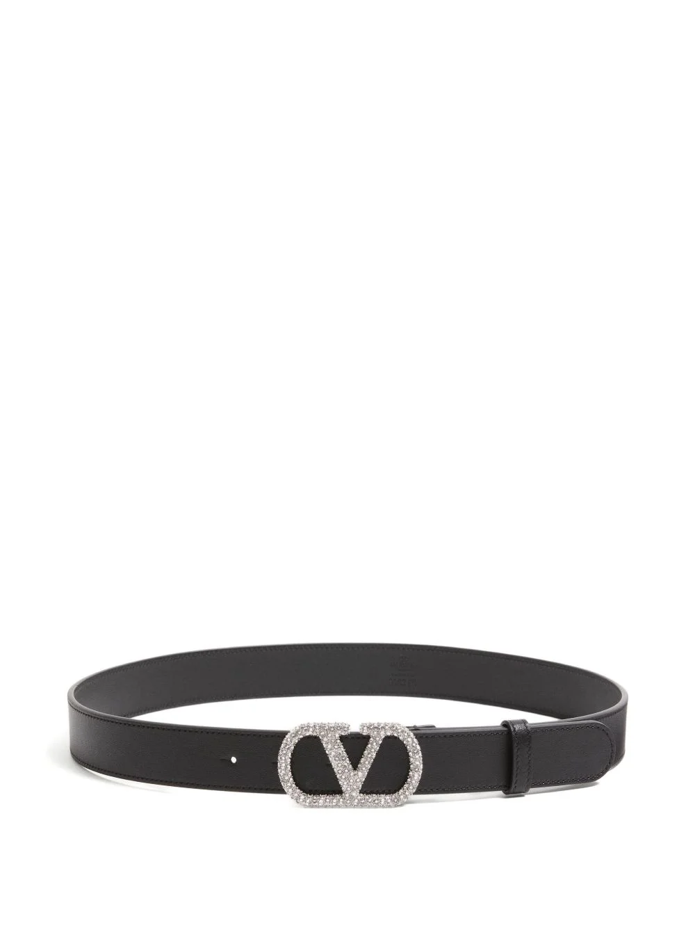 V-logo signature crystal-buckle belt - 1