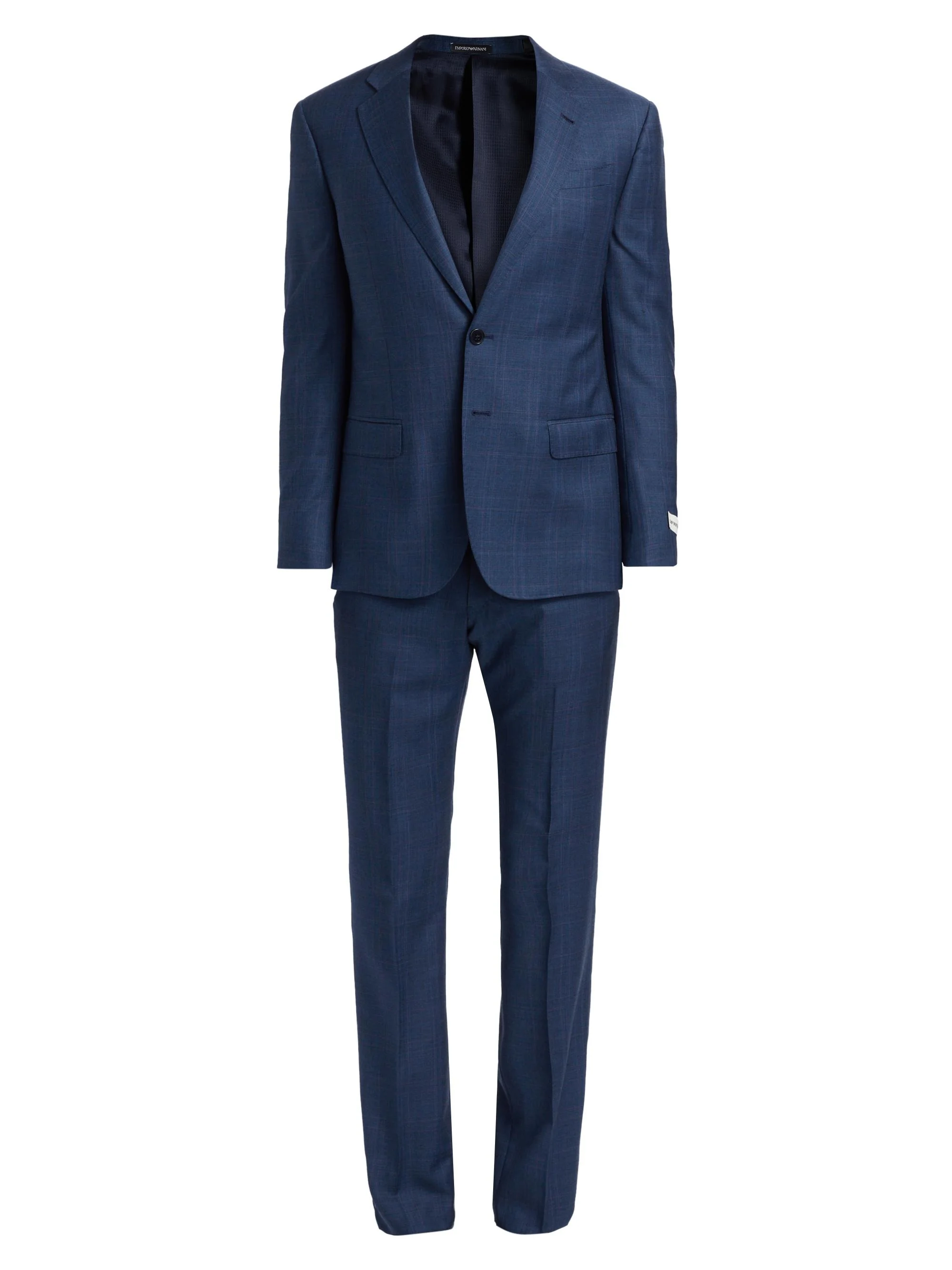 Men's Glen Check Virgin Wool Single-Breasted Suit - Dark Blue - 1