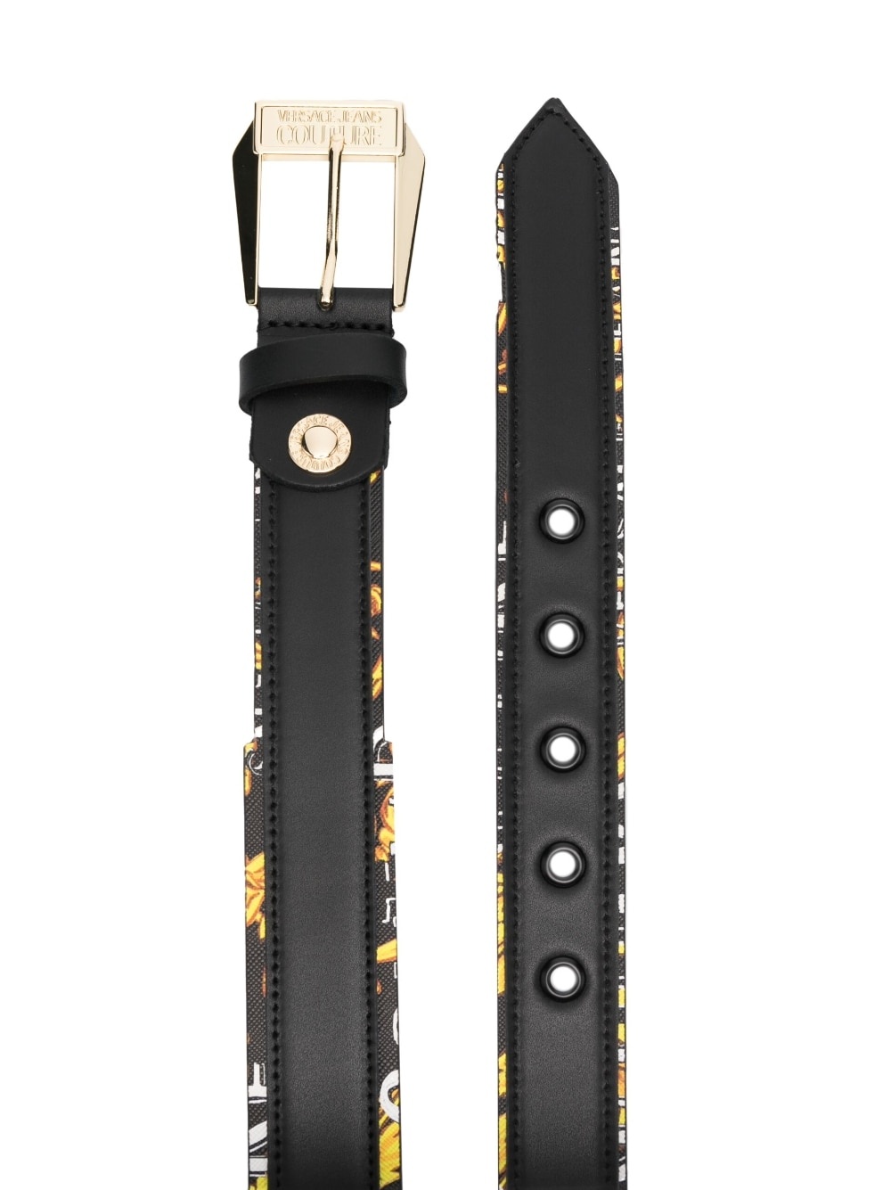 Barocco-print buckle leather belt - 2