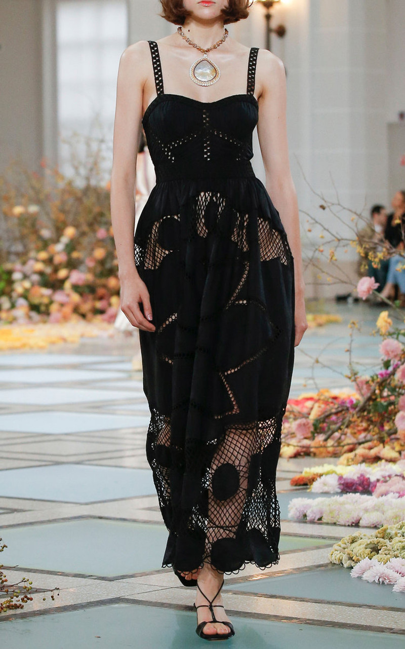 ULLA JOHNSON Juno Moon Crochet Maxi Dress black outlook