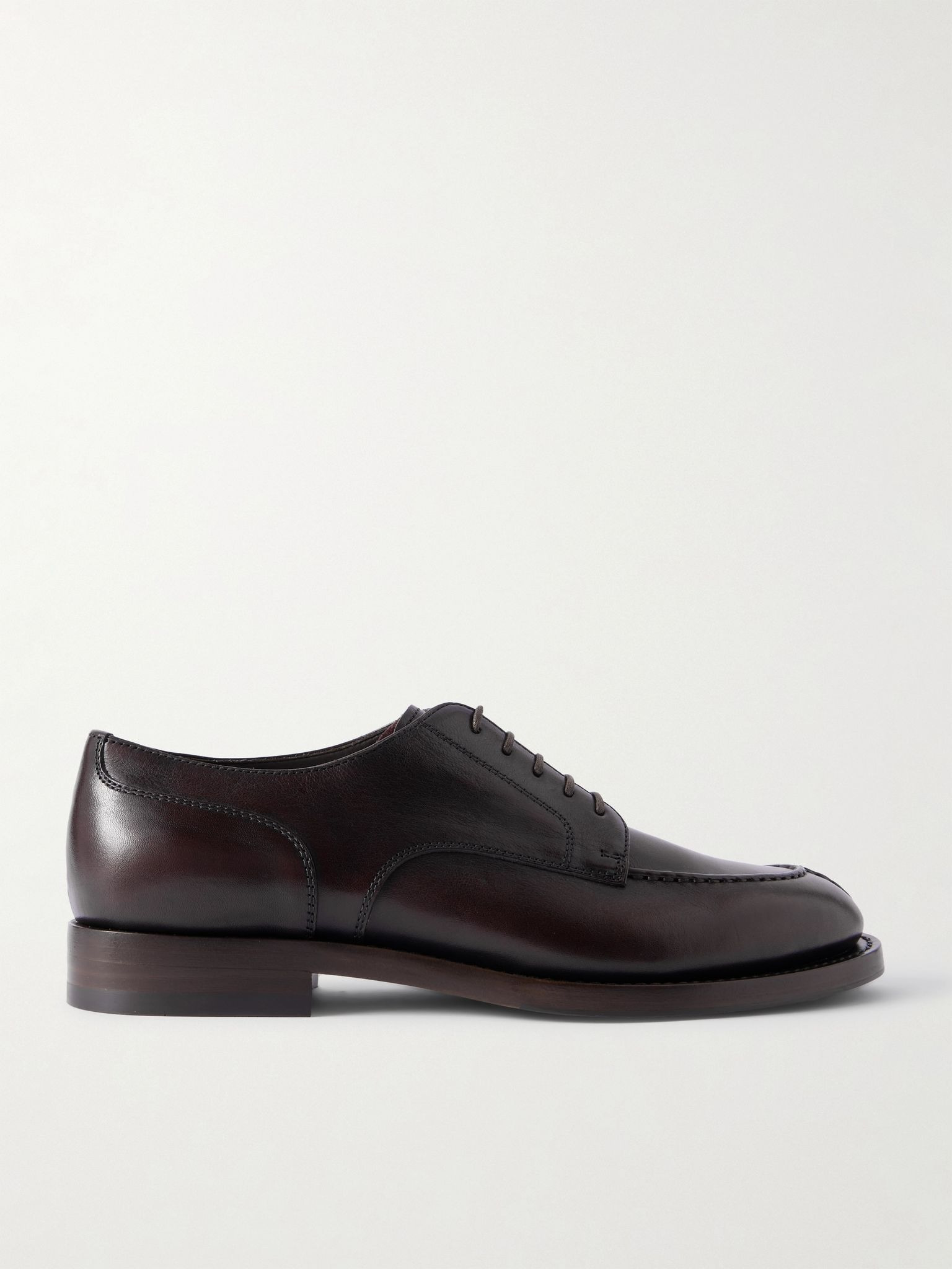 Leather Derby Shoes Burgundy - 1