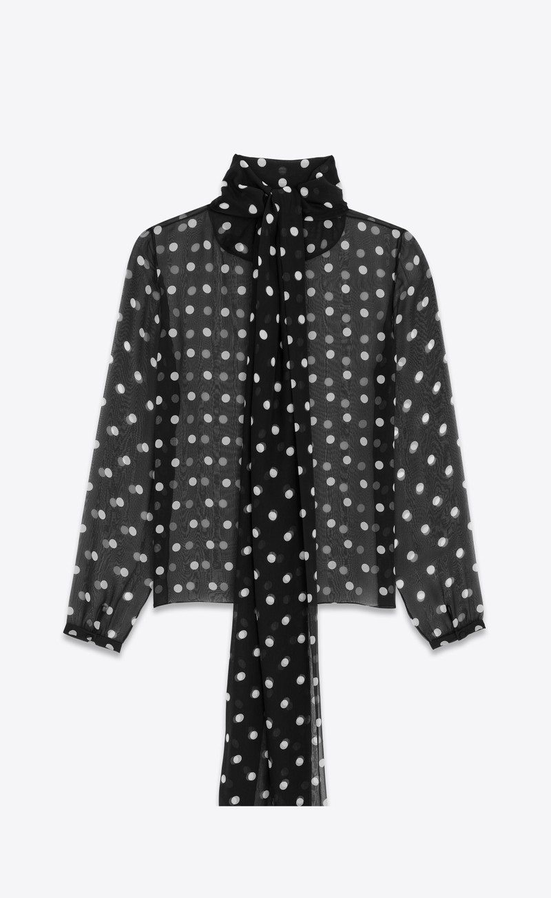 lavallière-neck blouse in dotted silk muslin 1