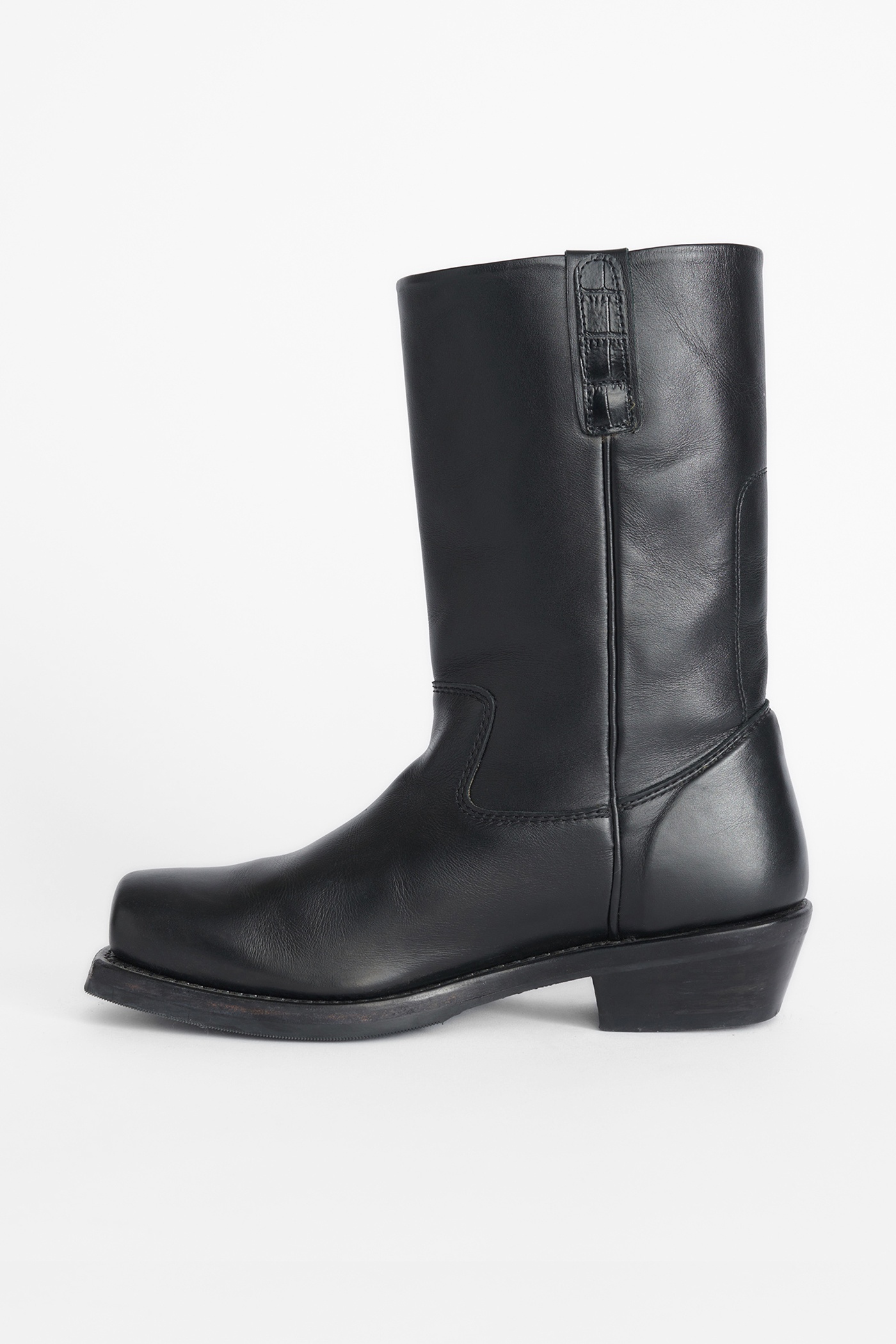 Flat Toe Boot Black Leather - 3