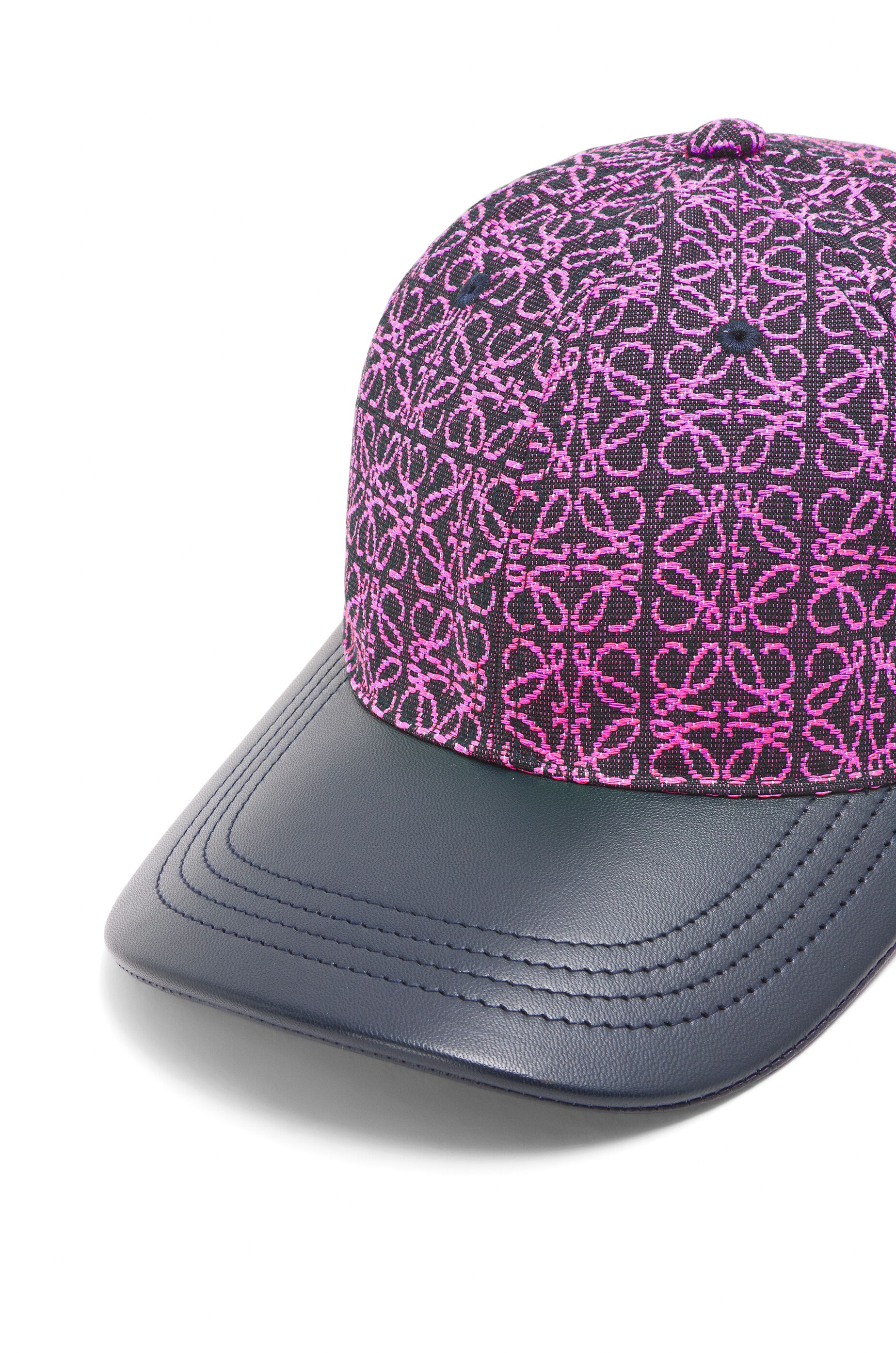 Anagram cap in jacquard and calfskin - 5