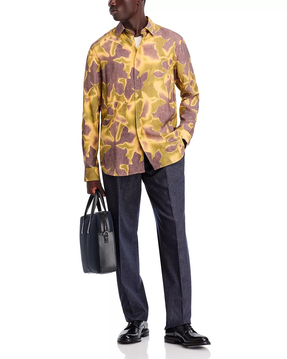 Long Sleeve Button Front Printed Shirt - 2