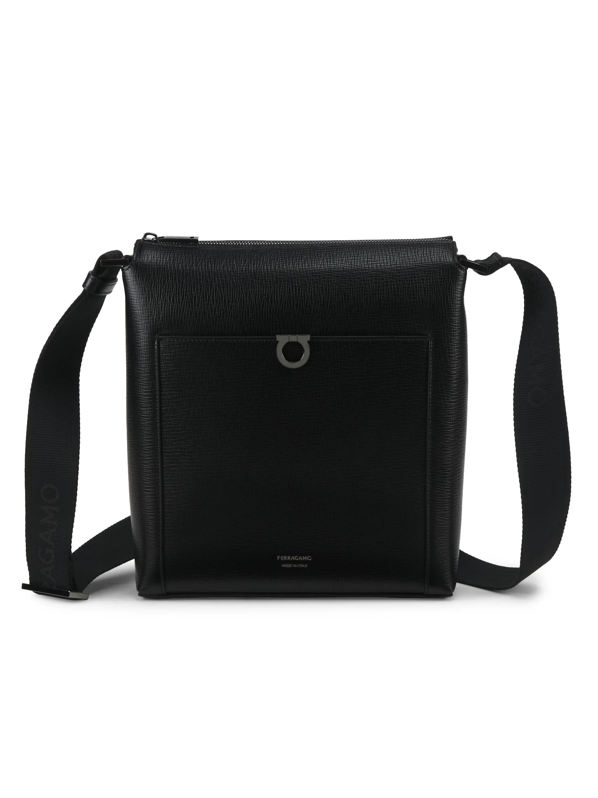 Men's Trading Gancio Leather Crossbody Bag - Nero - 1