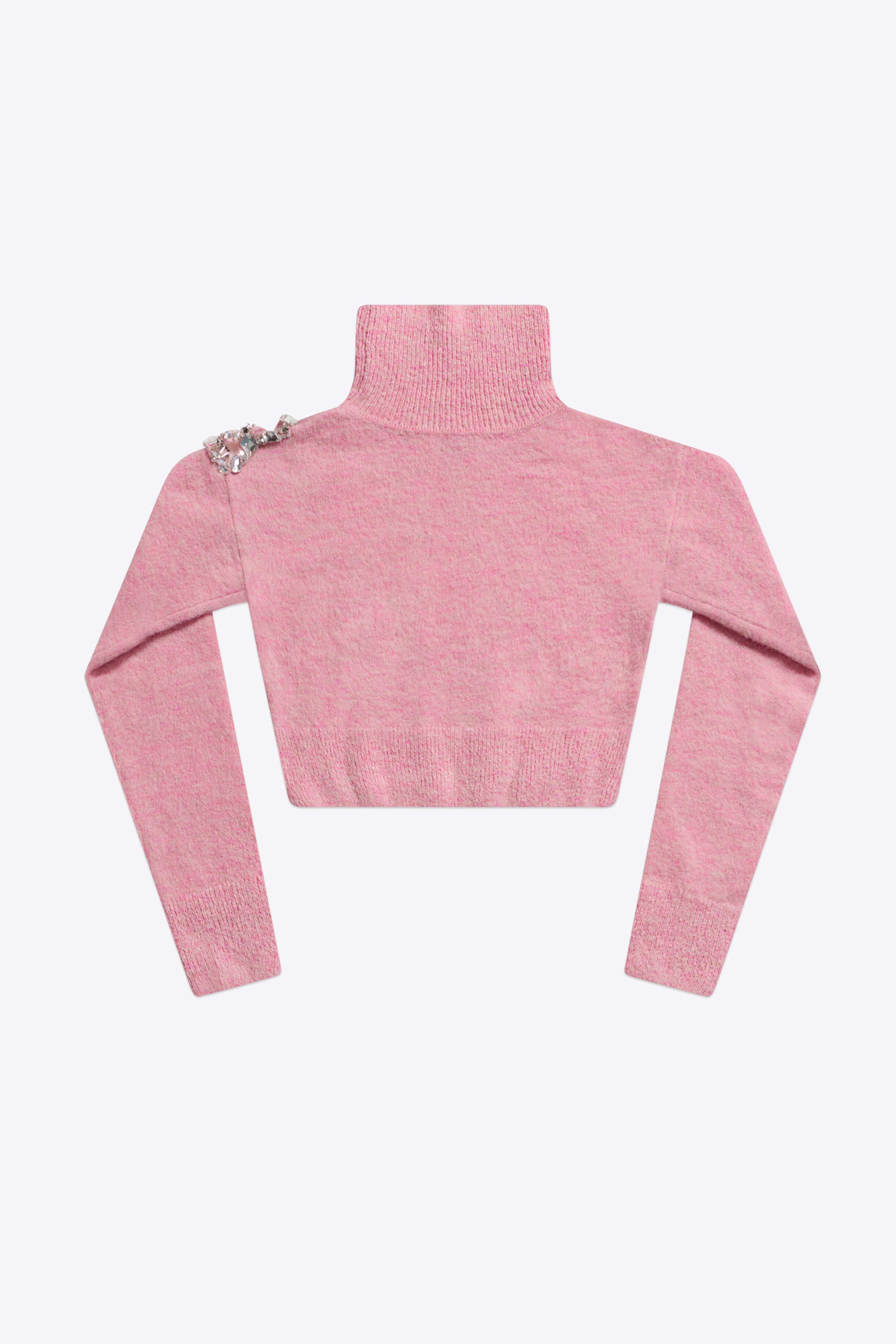 CRYSTAL CLUSTER FLOWER CROPPED TURTLENECK SWEATER - 2