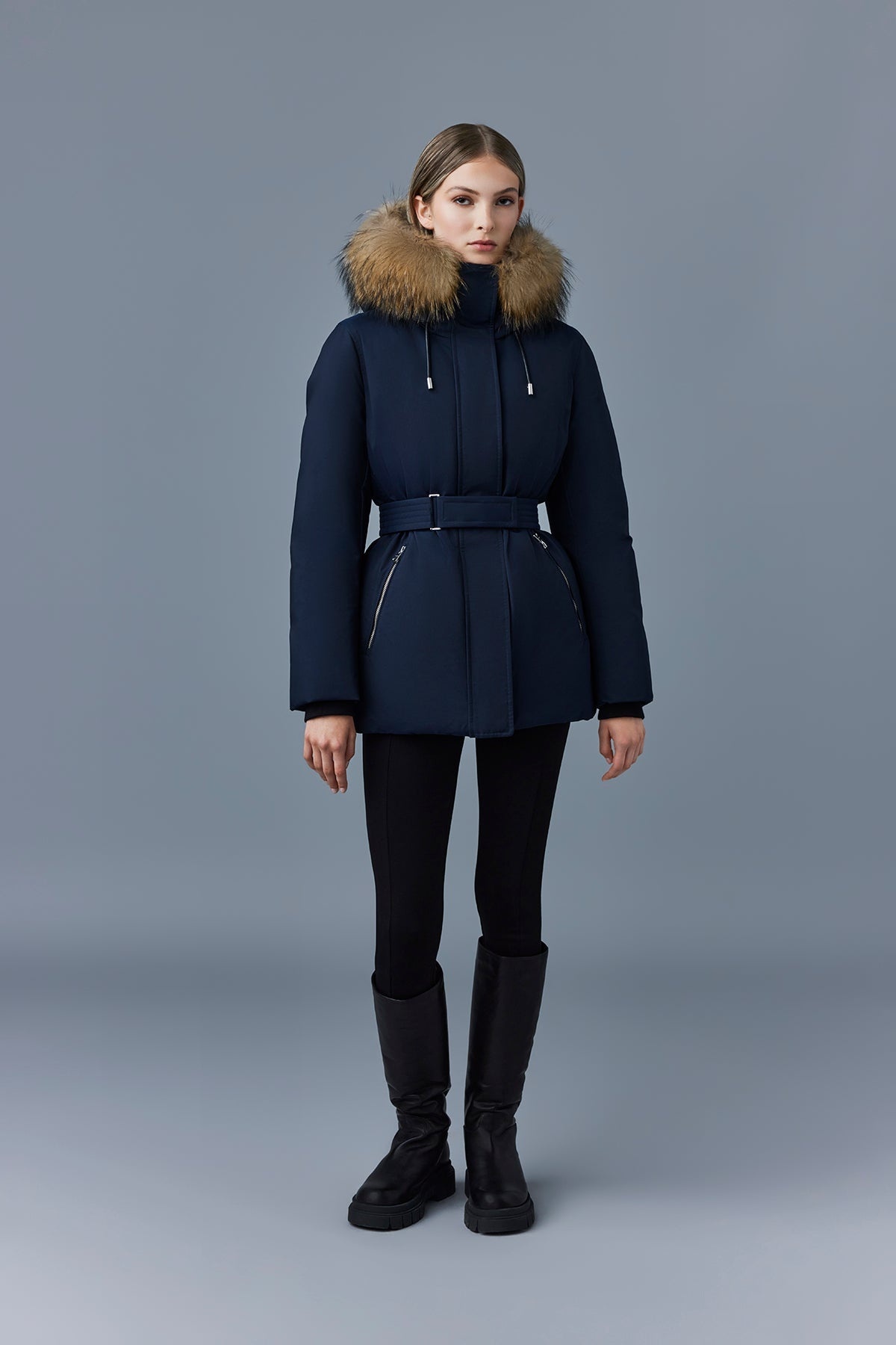 MACKAGE JENI-FZ 2-in-1 Down parka with removable bib & fur trim