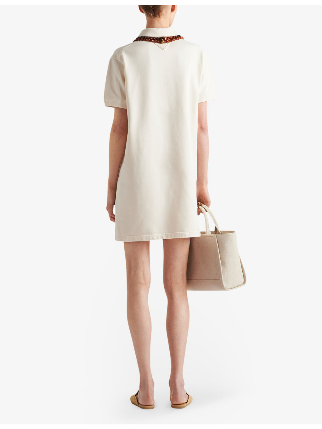Logo-print polo-collar cotton mini dress - 4