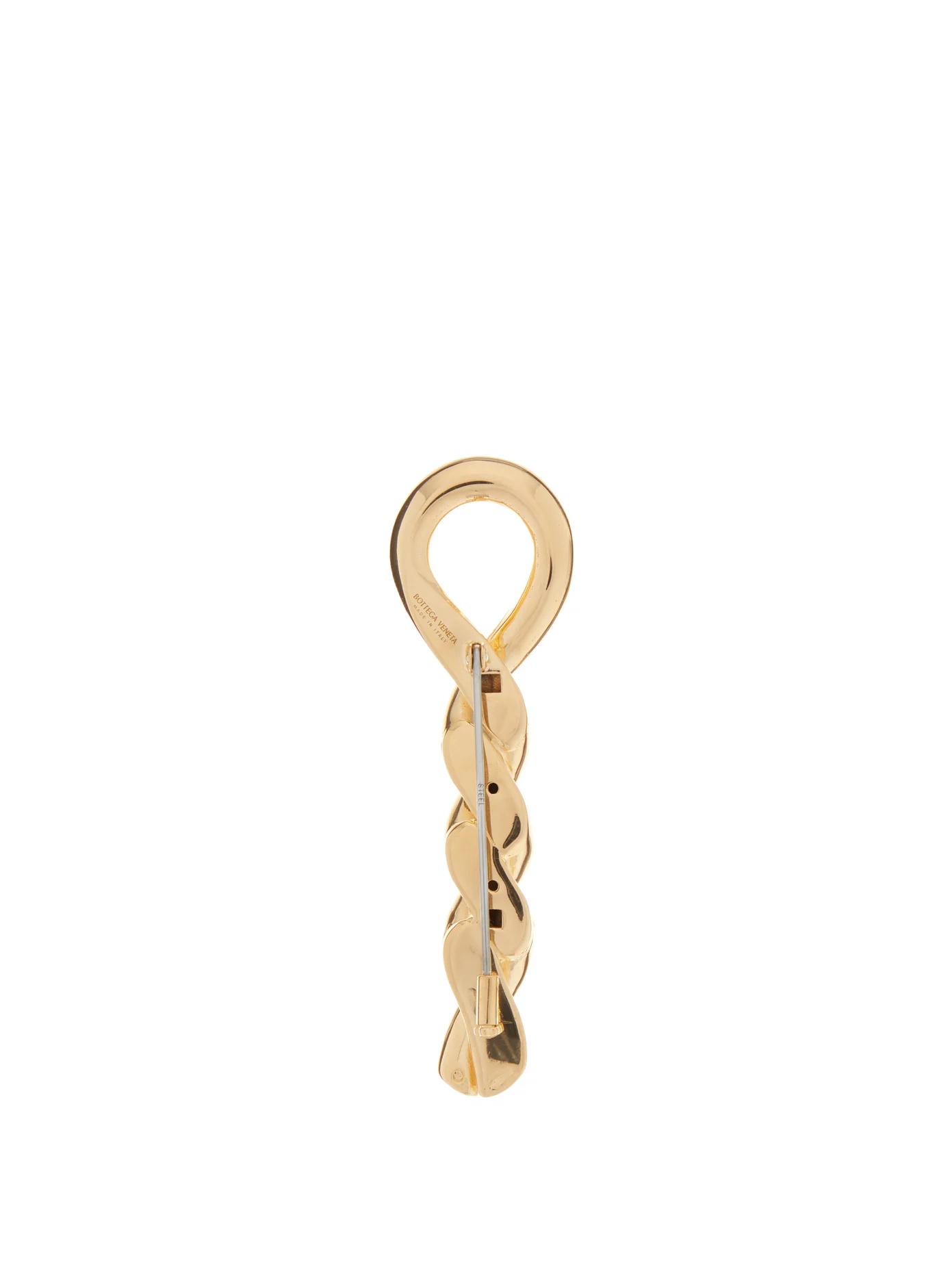 Twisted gold-vermail chain brooch - 3