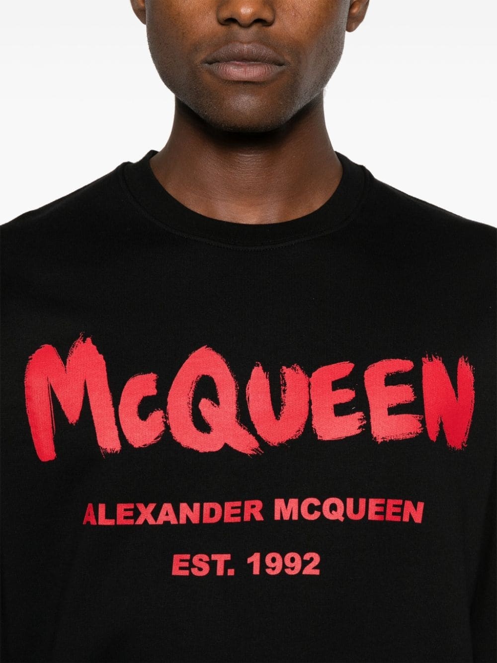 スウェット・トレーナー ALEXANDER MCQUEEN BLACK/RED COTTON ZIP SWEATSHIRT Alexander McQueen Solarised Flower-print Cotton Sweatshirt