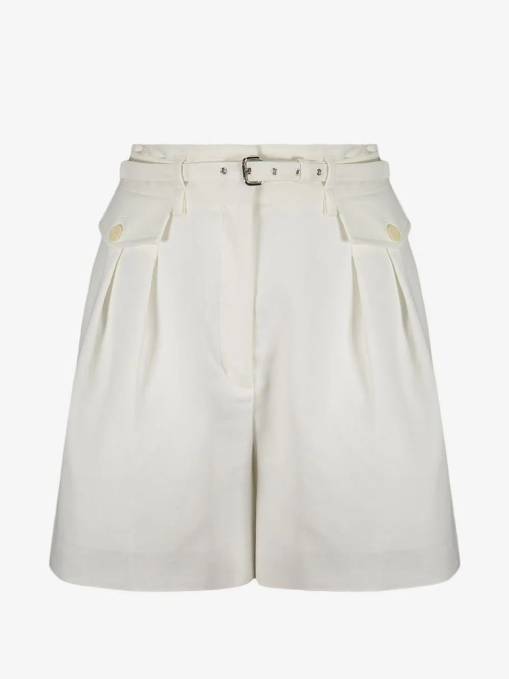 belted-waist pleated shorts - 1