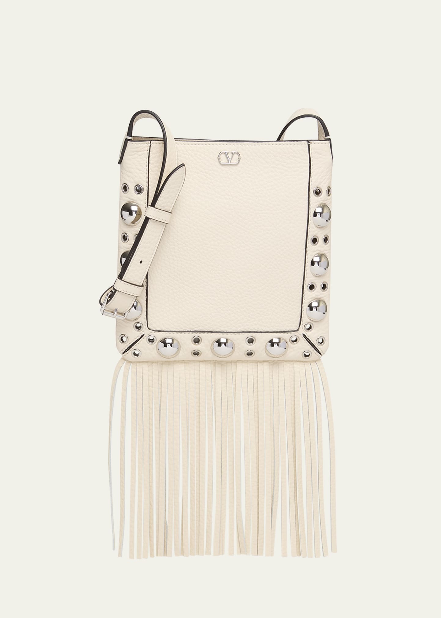 Nellcote Small Fringe Studded Leather Crossbody Bag - 1