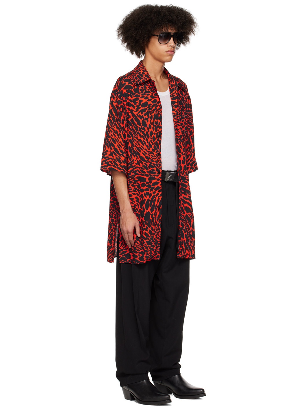 Red & Black Psychedelic Leopard Shirt - 2