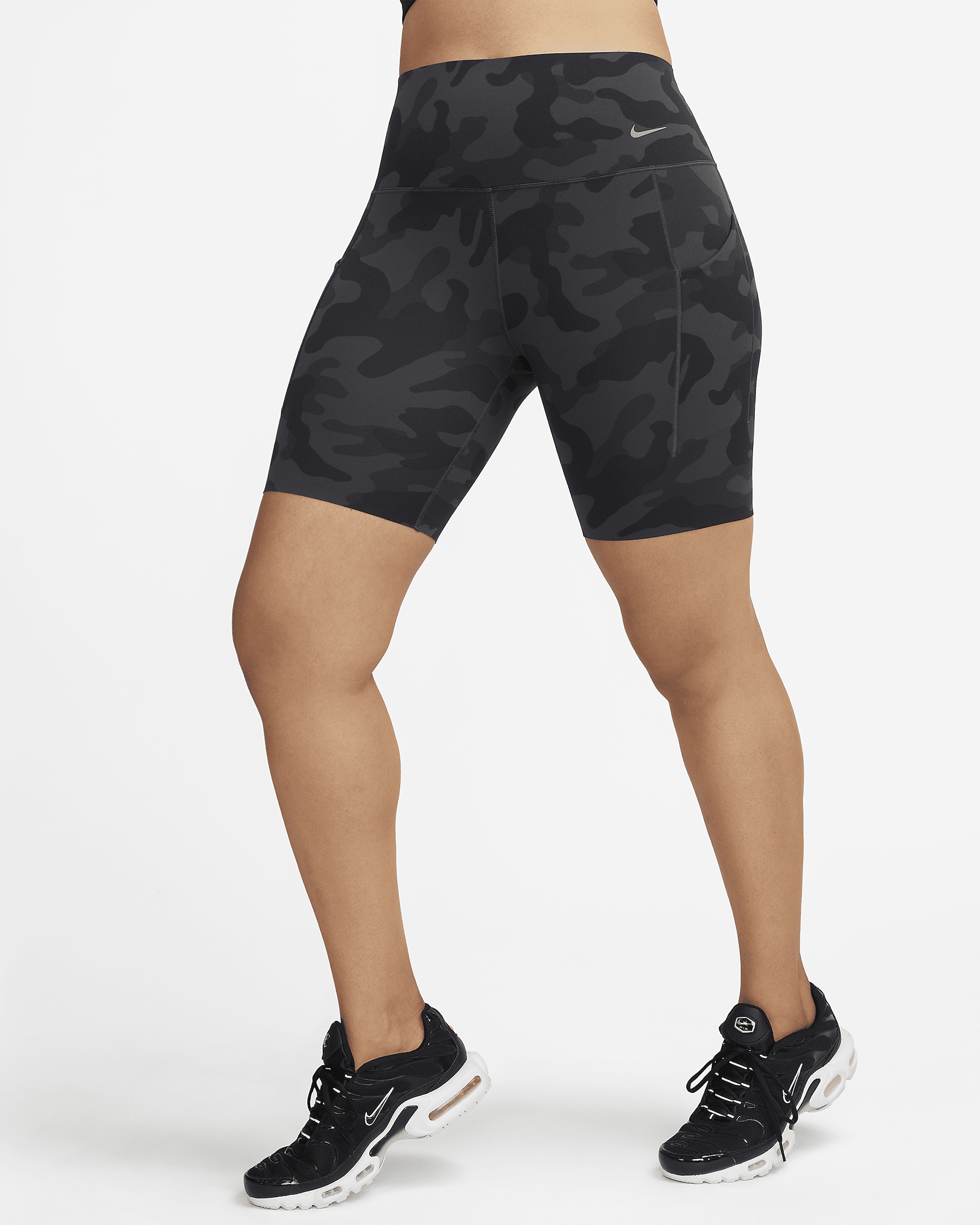 Nike Universa Women's Medium-Support High-Waisted 8" Camo Biker Shorts with Pockets - 3