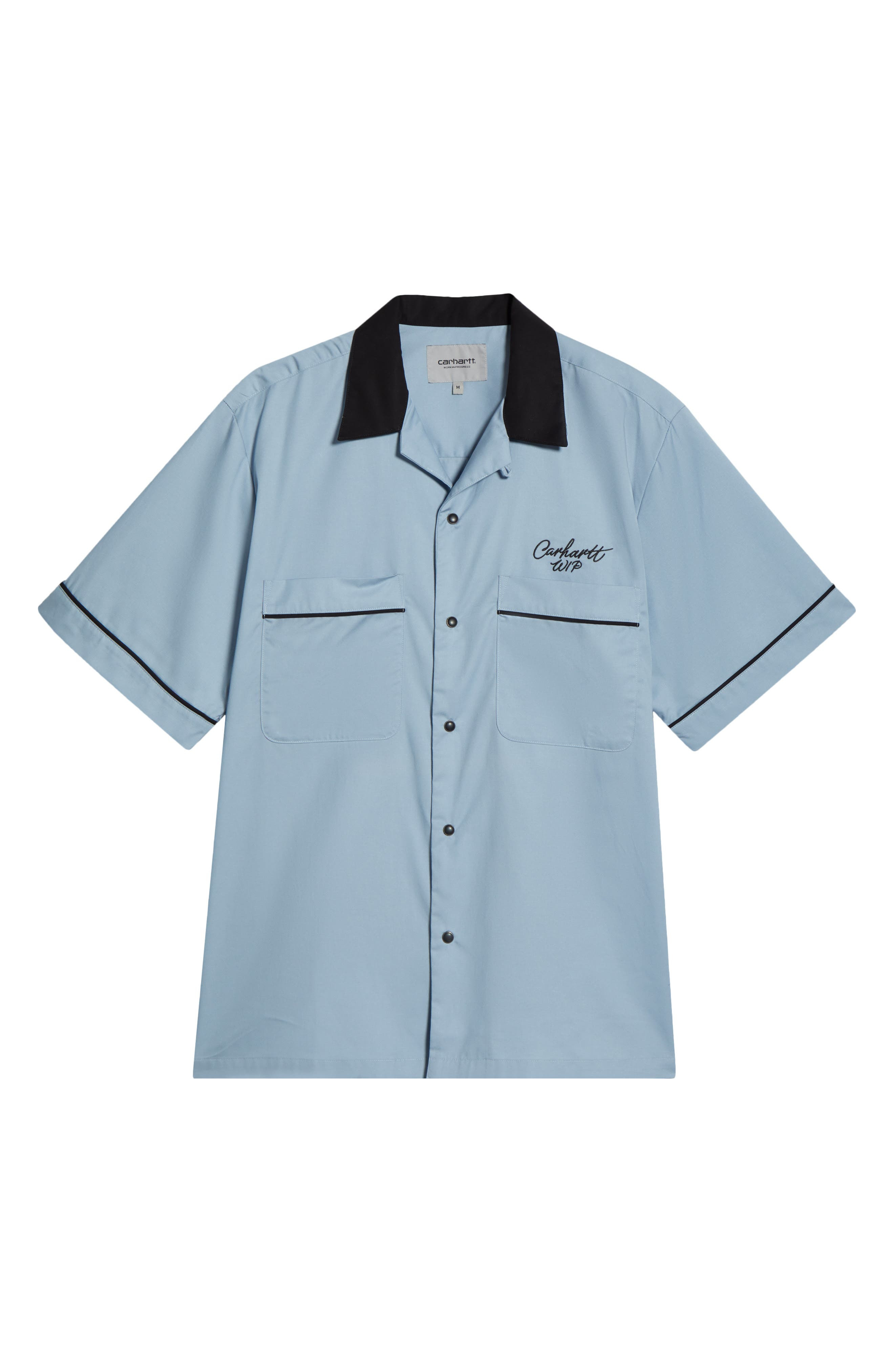 Carhartt Work In Progress Bowling Shirt in Blue Fog /Black at Nordstrom - 5