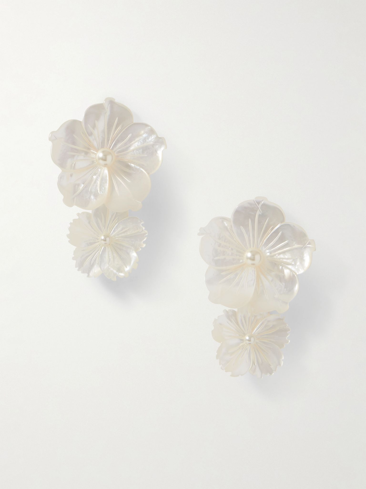 Geneva mother-of-pearl, gold-plated and pearl earrings Ivory - 1