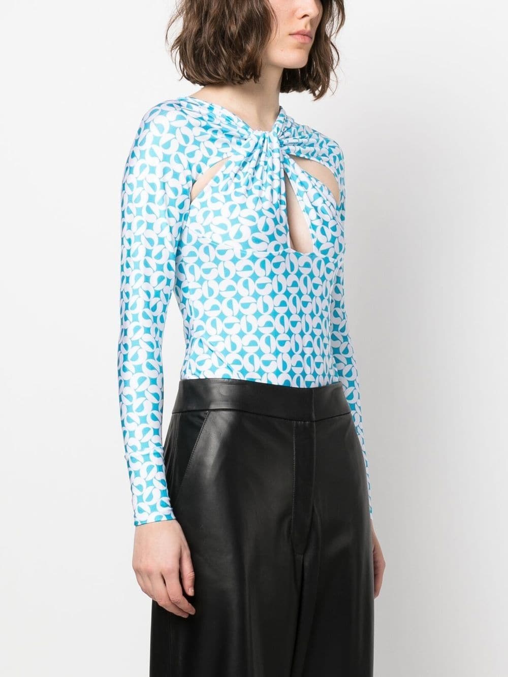 geometric-print long-sleeve bodysuit - 3