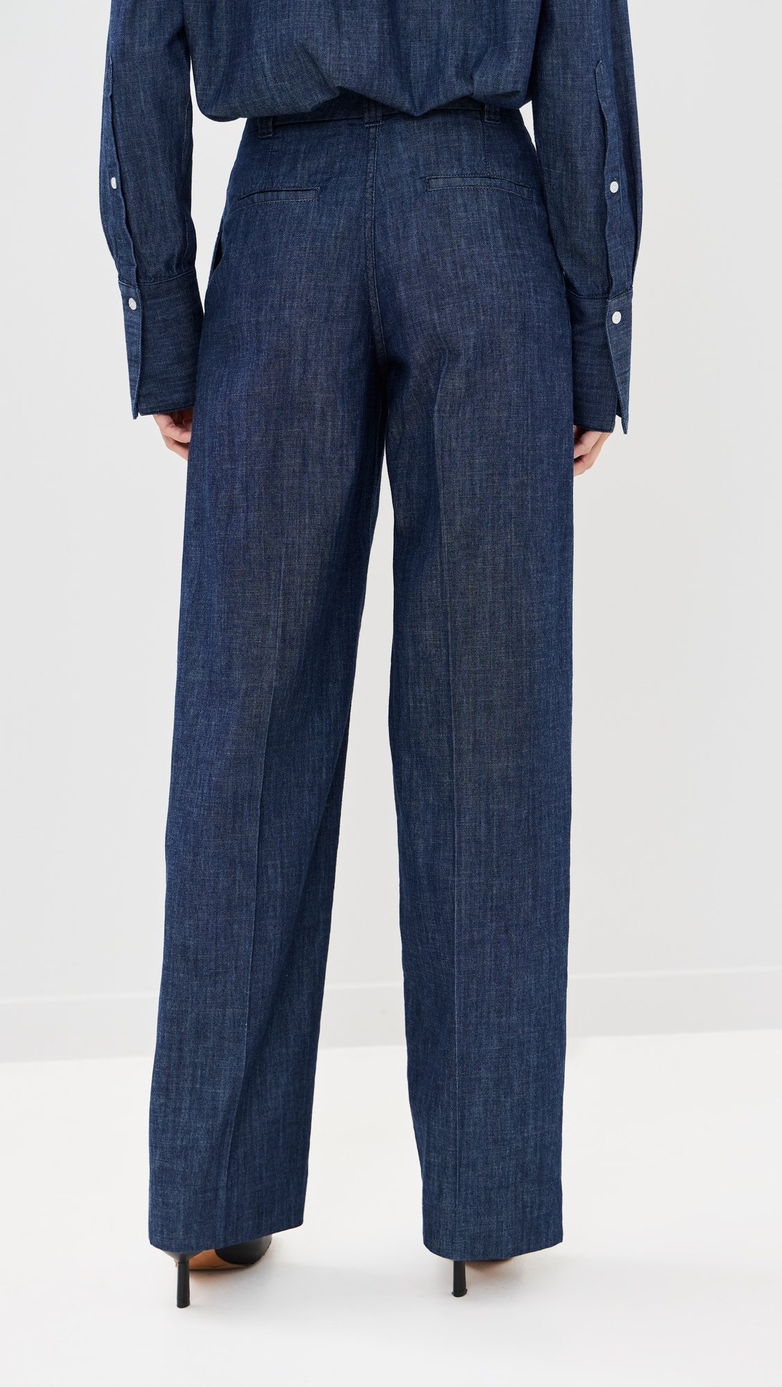 Chambray Relaxed Wide Leg Pants - 2