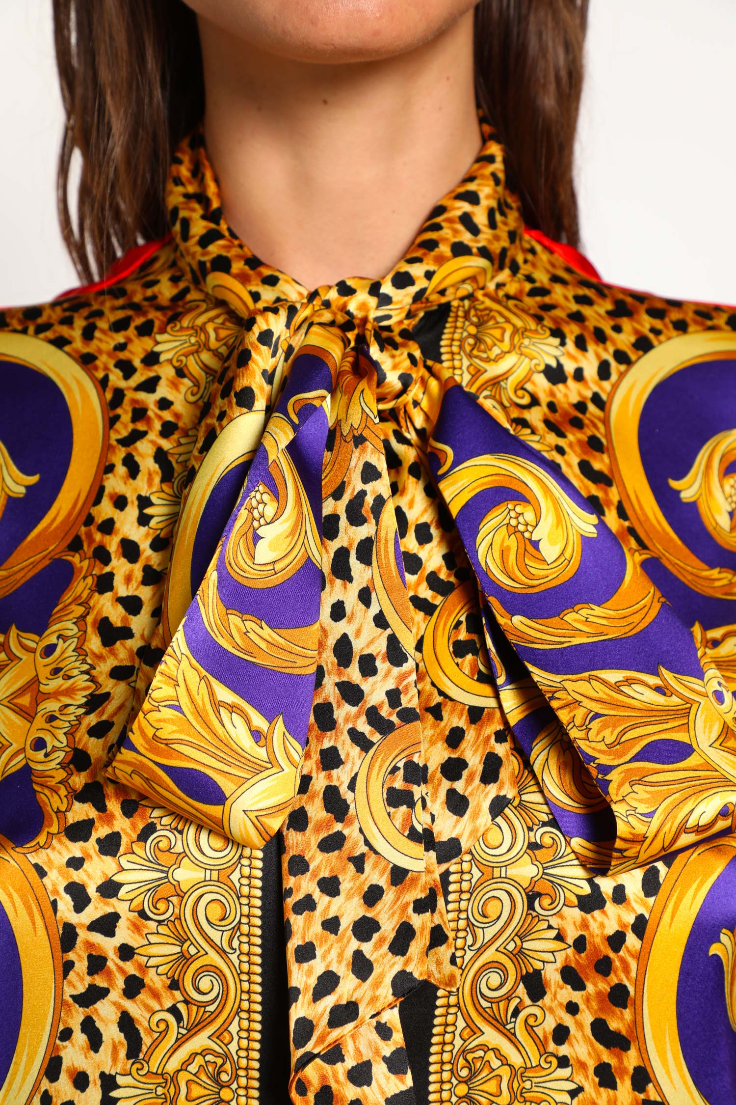 Cheetah Barocco Silk Lavallière Shirt - 5