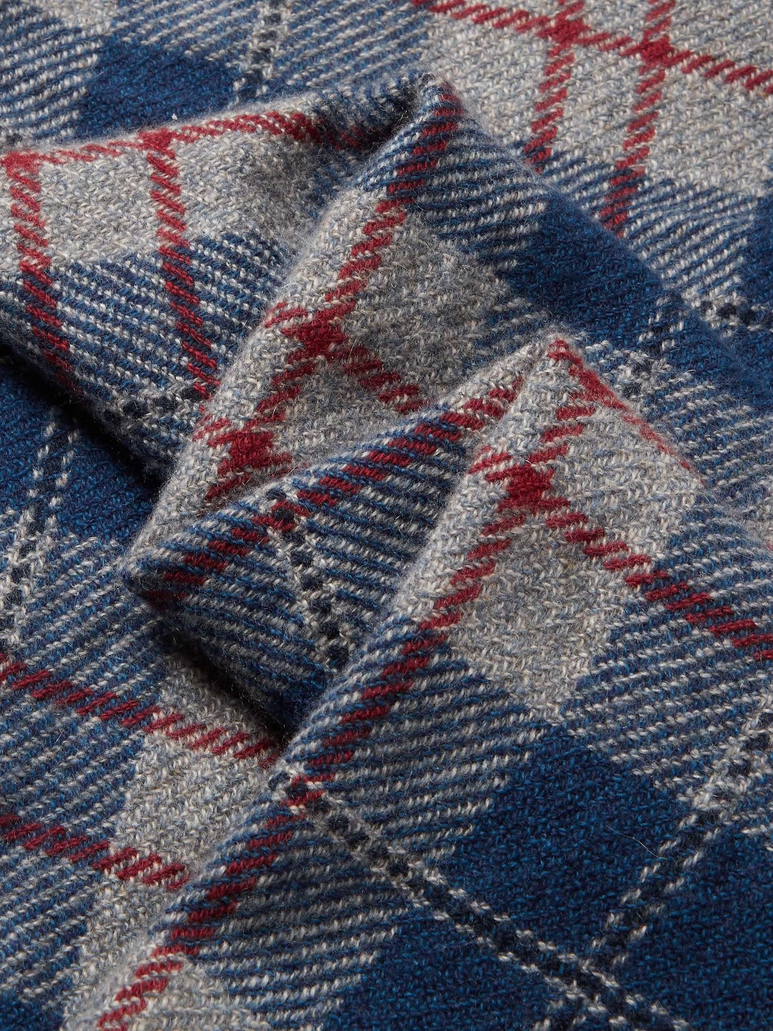 Fringed Checked Cashmere Scarf - 3