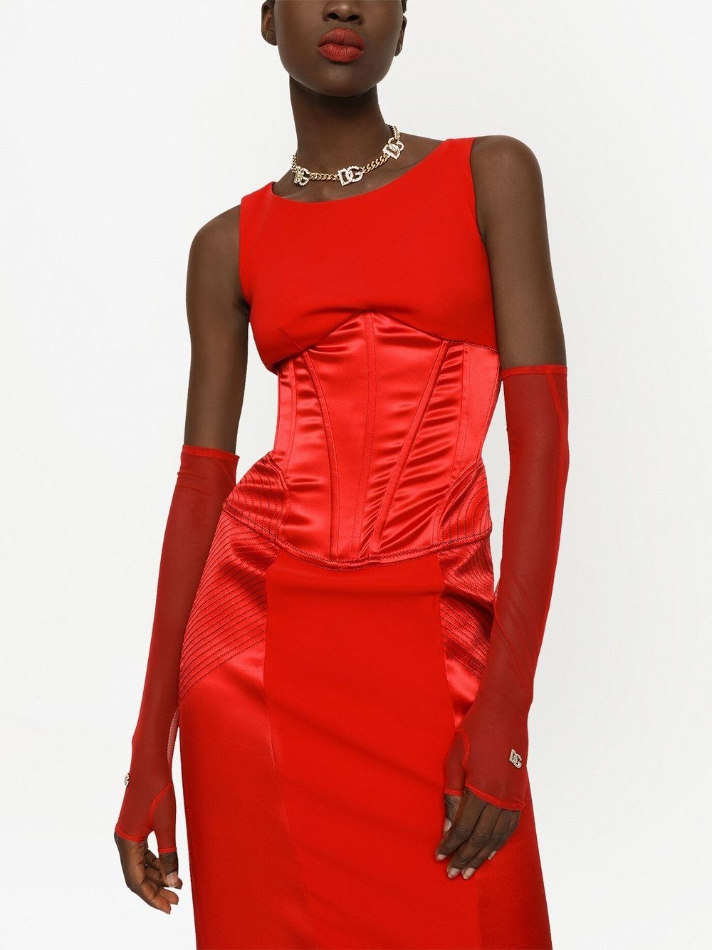 panelled sleeveless midi dress - 5