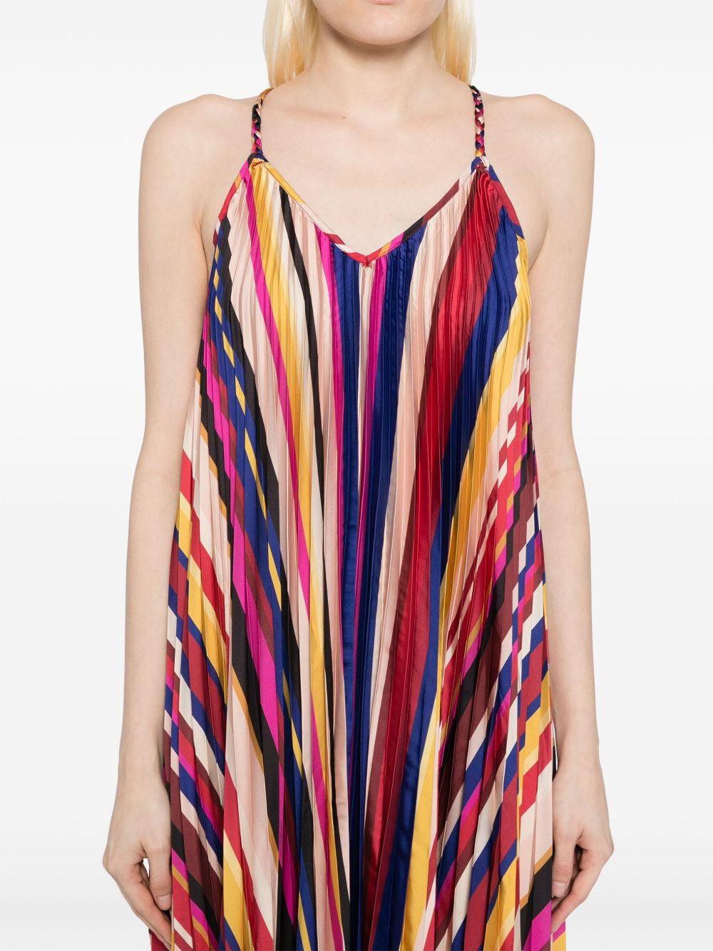 diagonal-stripes pleated midi dress - 5