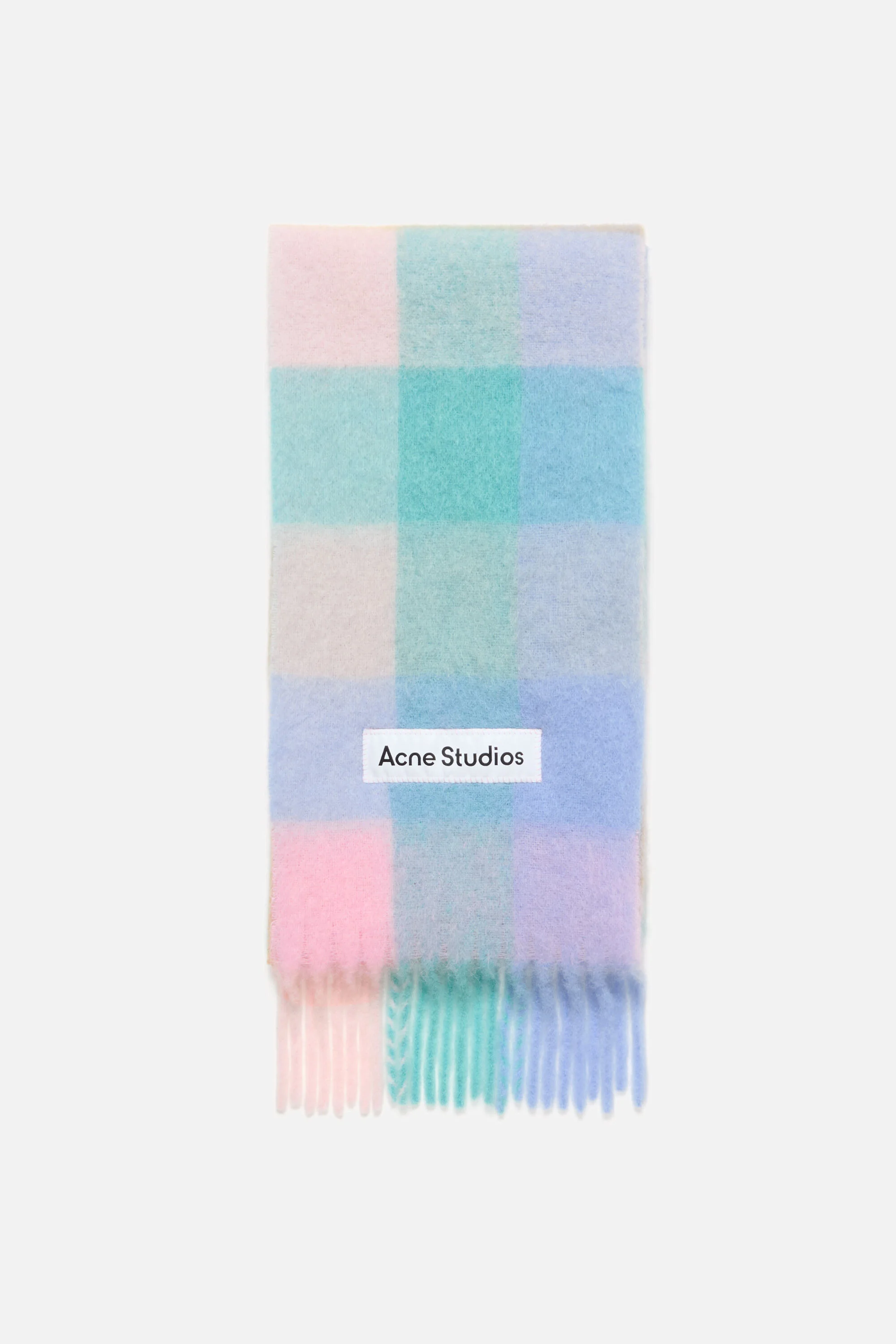 Mohair Check Scarf - Baby blue/Pink/Aqua - 1