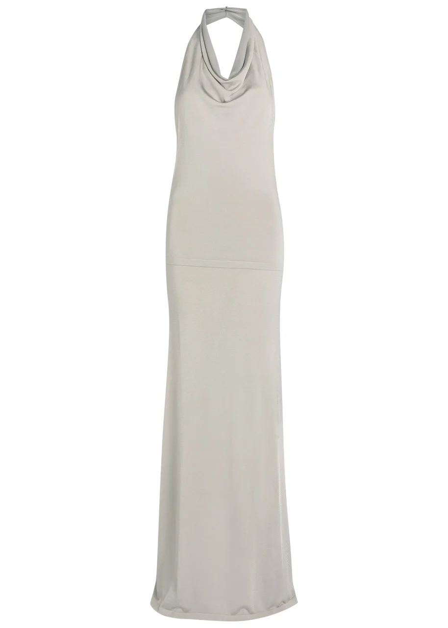 aya muse knit dress Aya Muse Knit Split Maxi Dress | Gold
