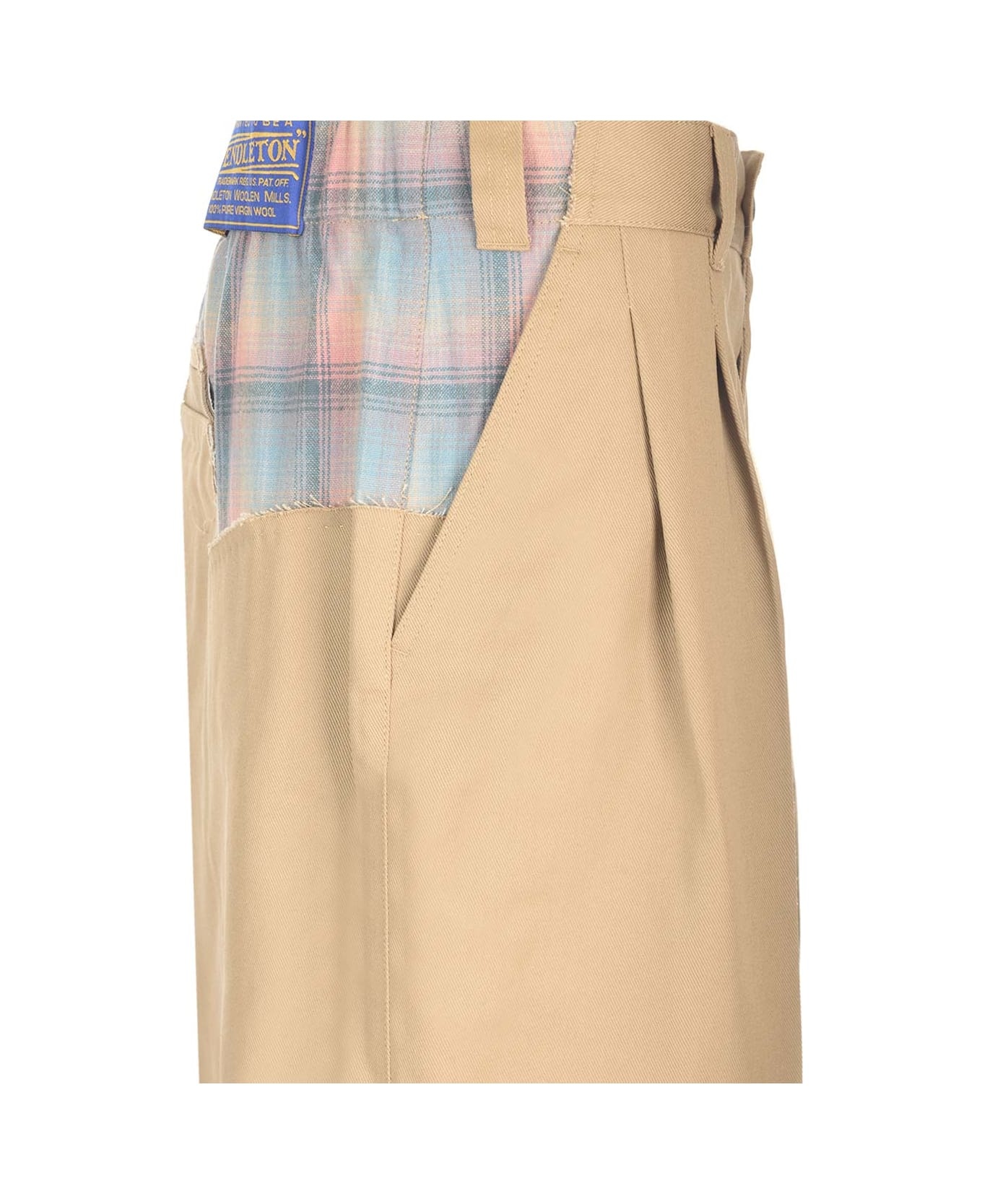 Trousers With Checked Wool Insert - 3