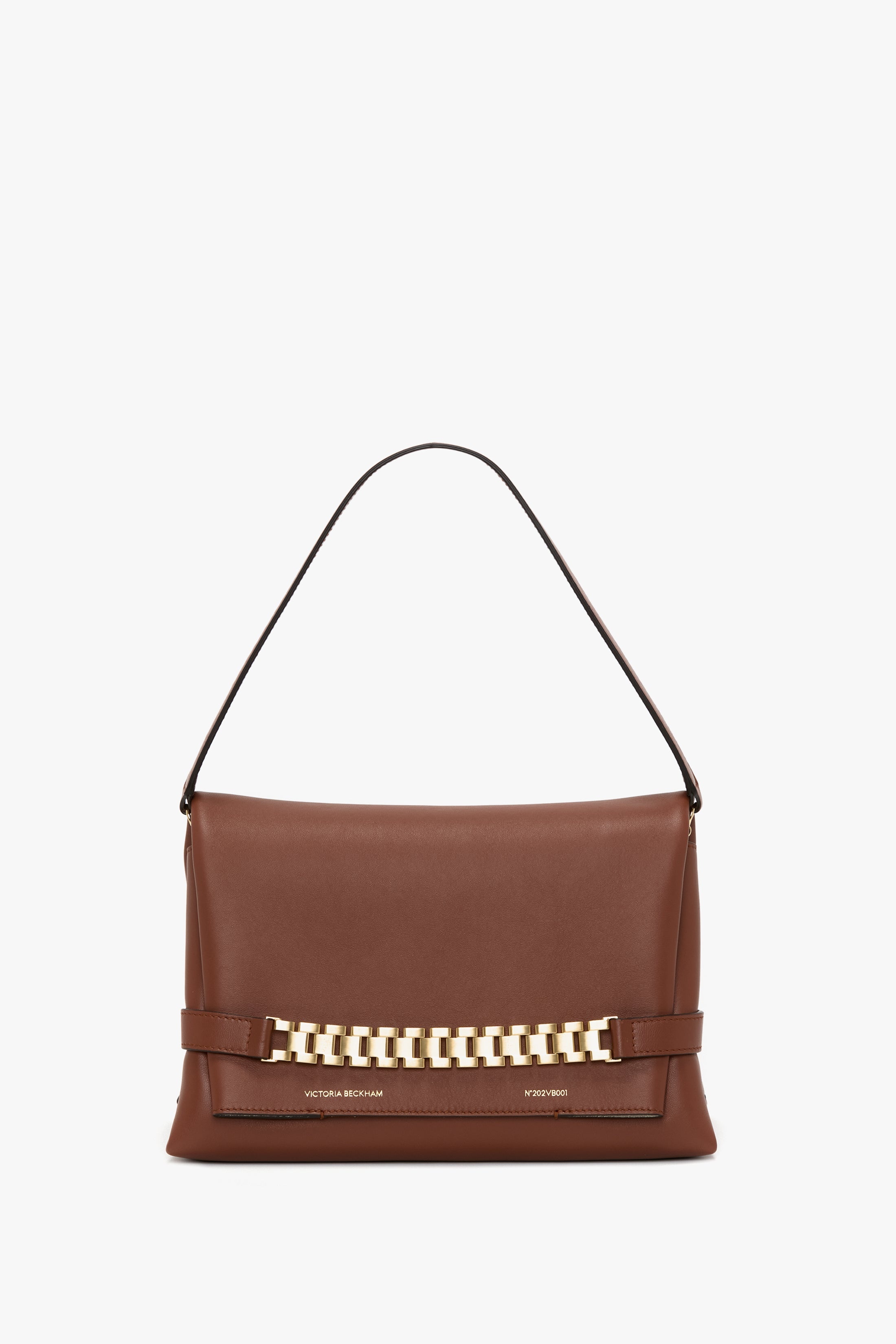 Chain Pouch Bag With Strap In Russet Leather - 1
