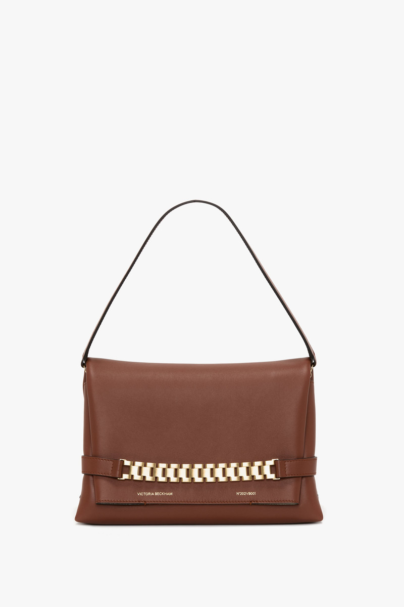 Chain Pouch Bag With Strap In Russet Leather 1