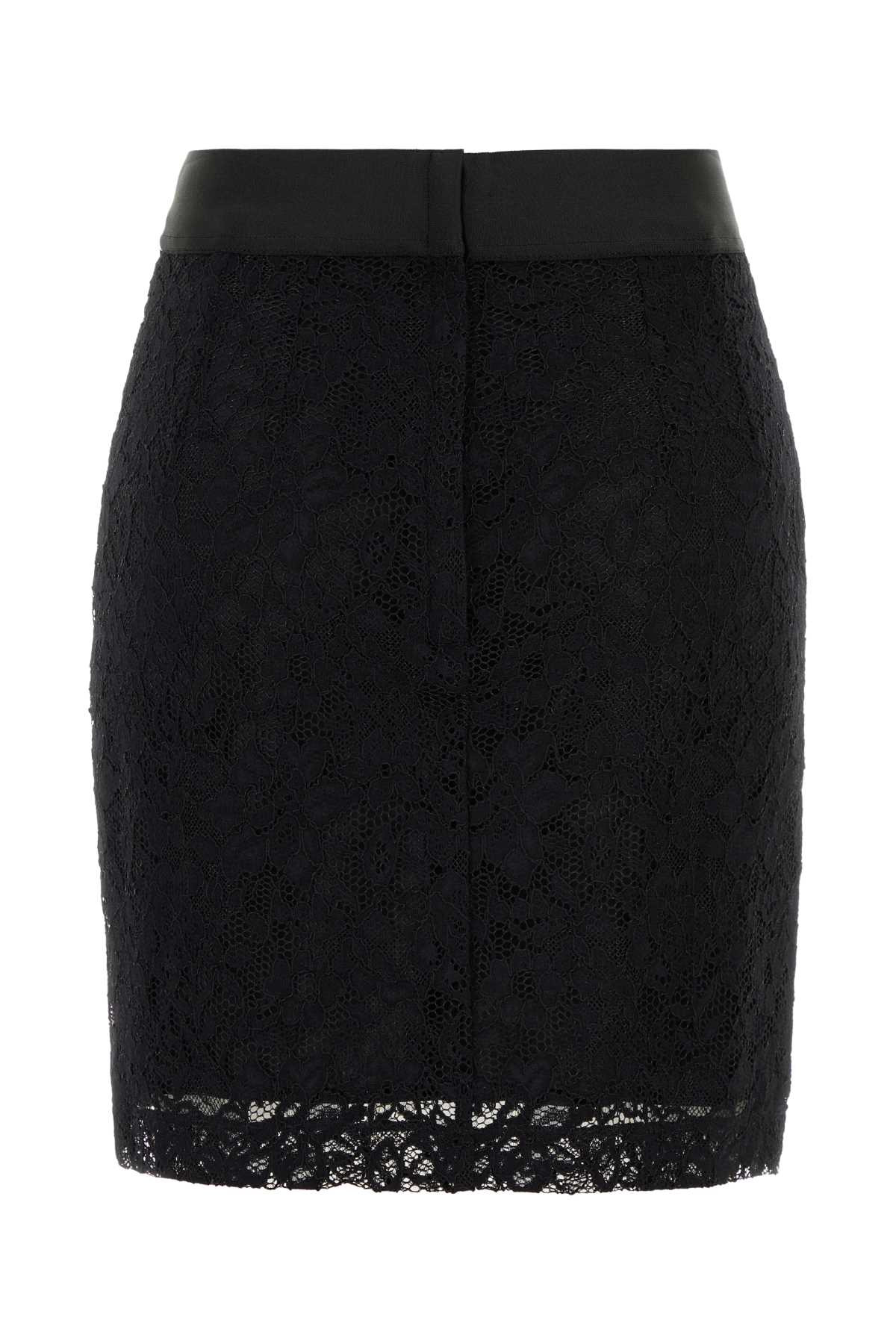 Dolce & Gabbana Women Black Stretch Lace Mini Skirt - 2