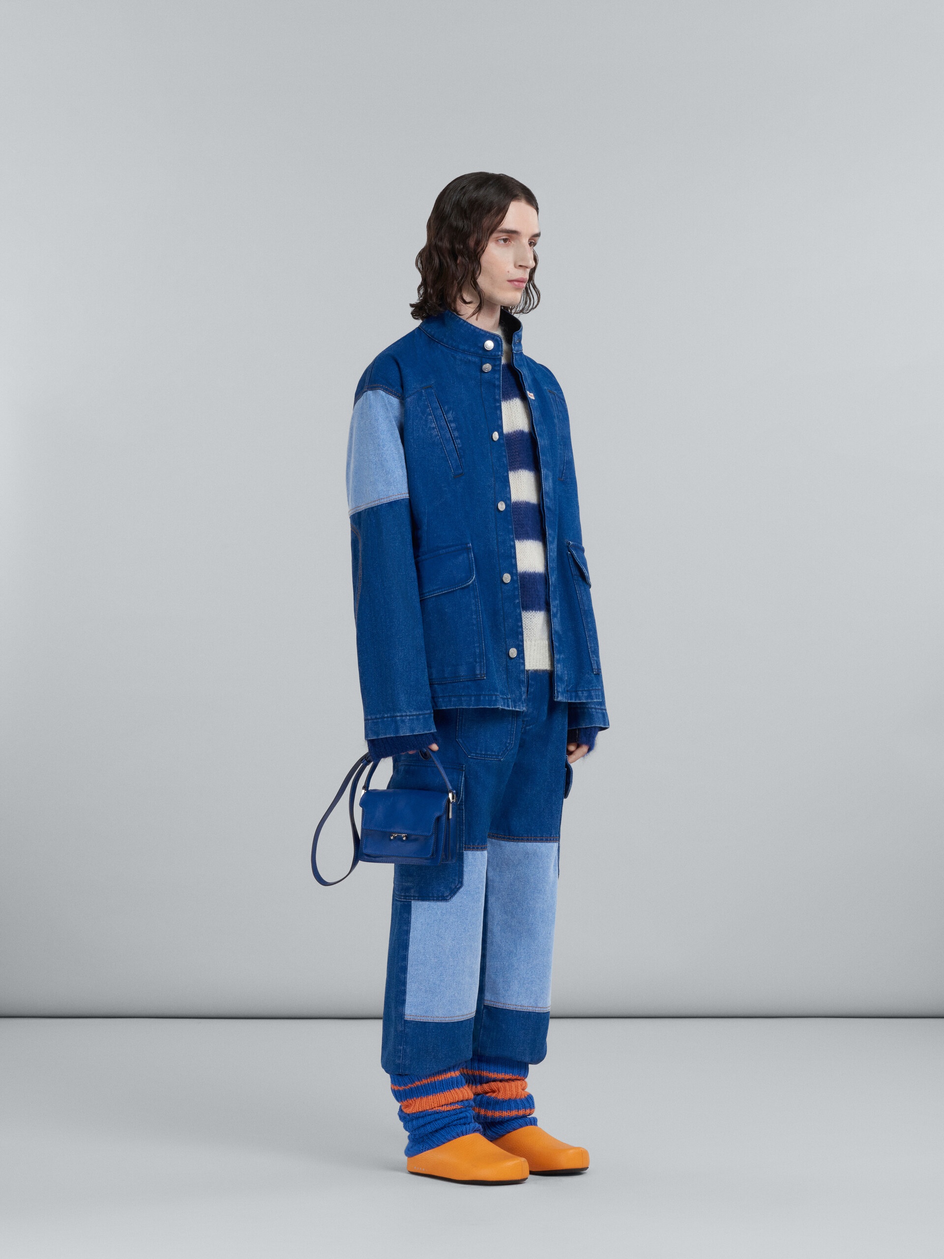 JACKET IN COATED BLUE DENIM - 6