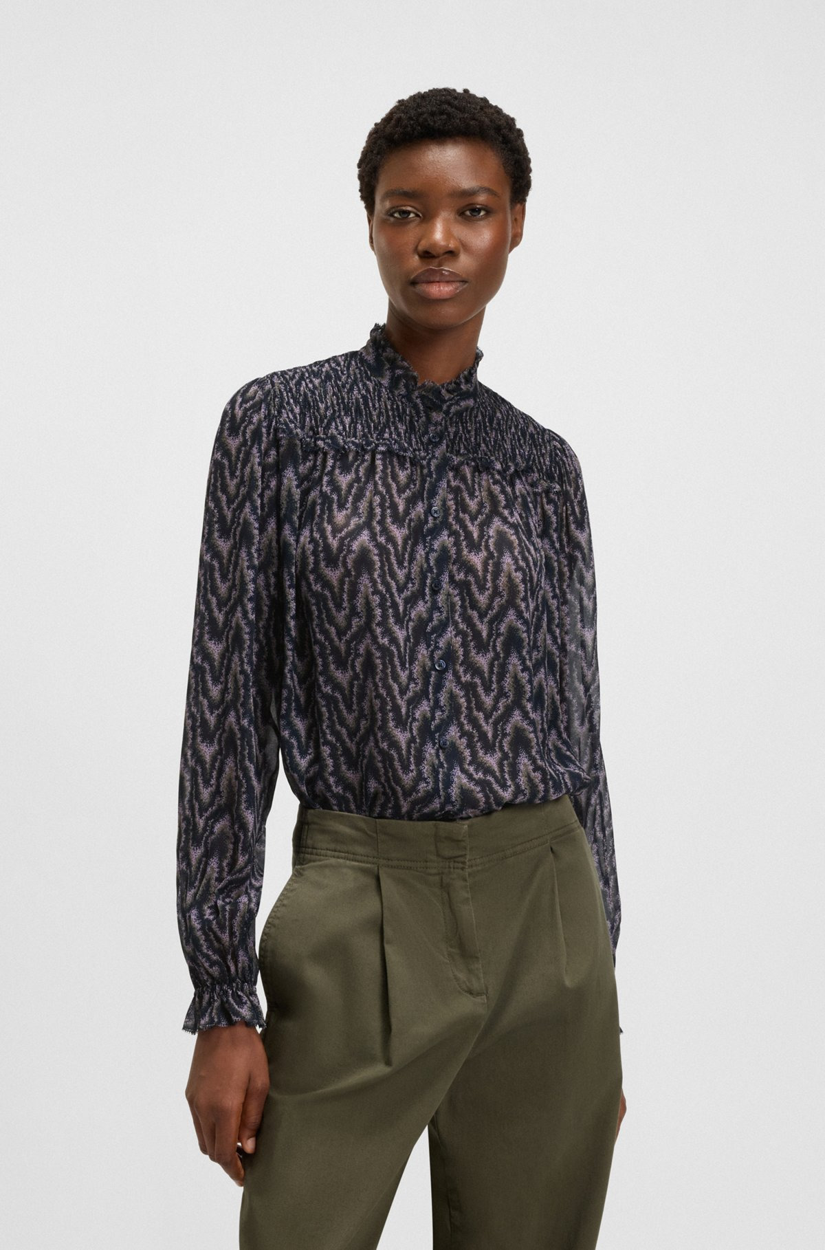 REGULAR-FIT BLOUSE IN PRINTED CREPE GEORGETTE - 2