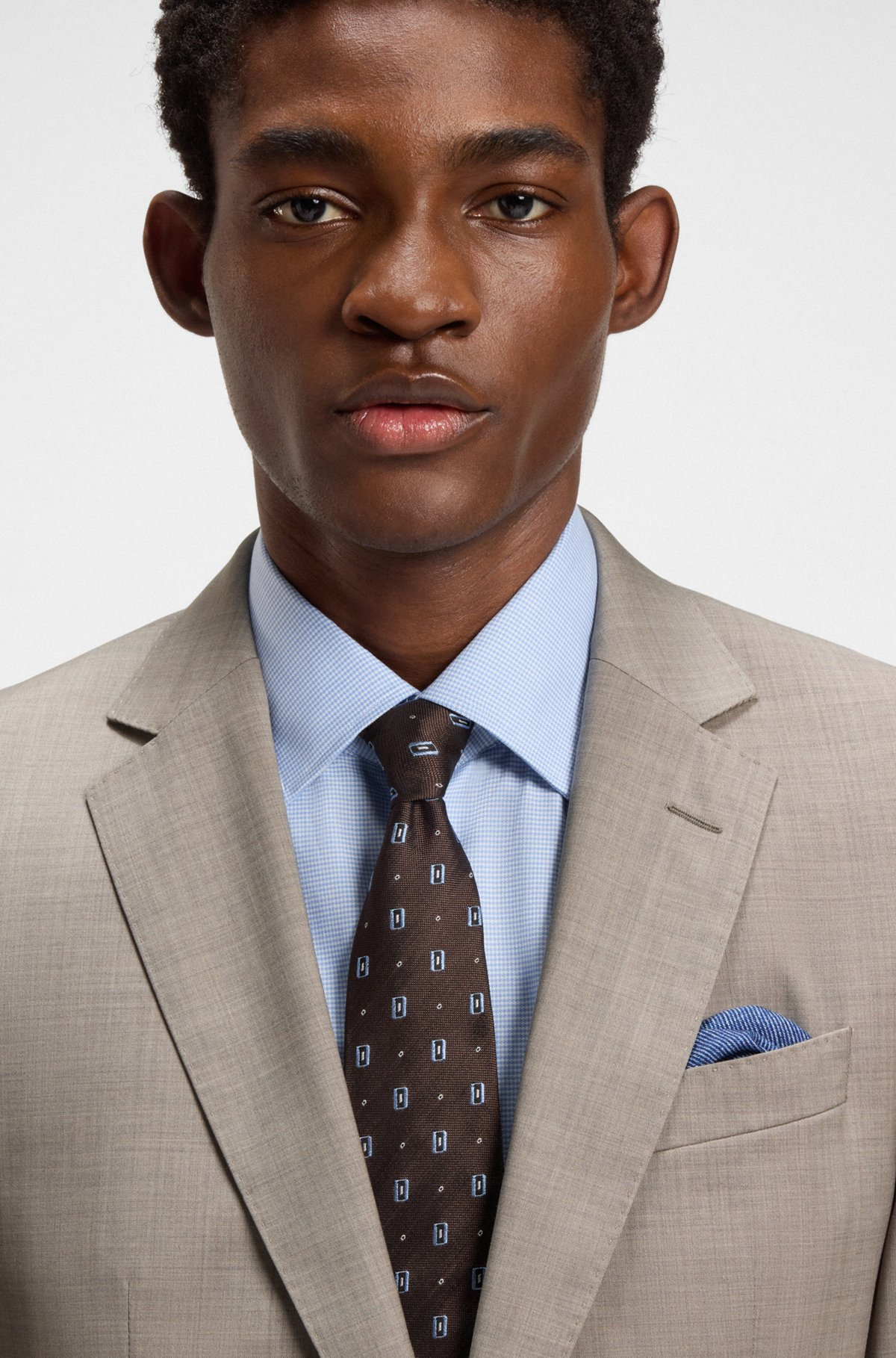 SLIM-FIT THREE-PIECE SUIT IN MELANGE WOOL - 4