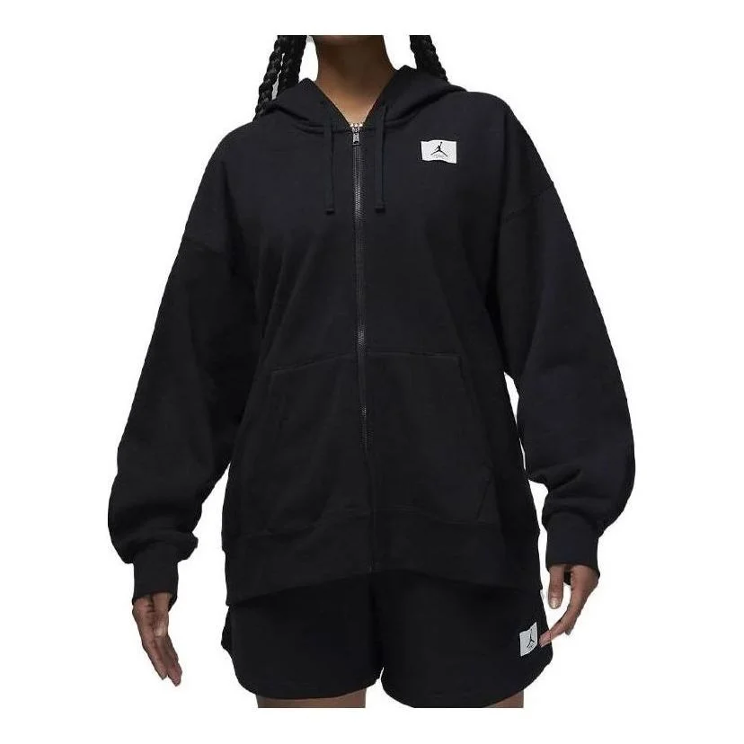 (WMNS) Air Jordan Flight Full Zip Hoody 'Black' DV1394-010 - 1