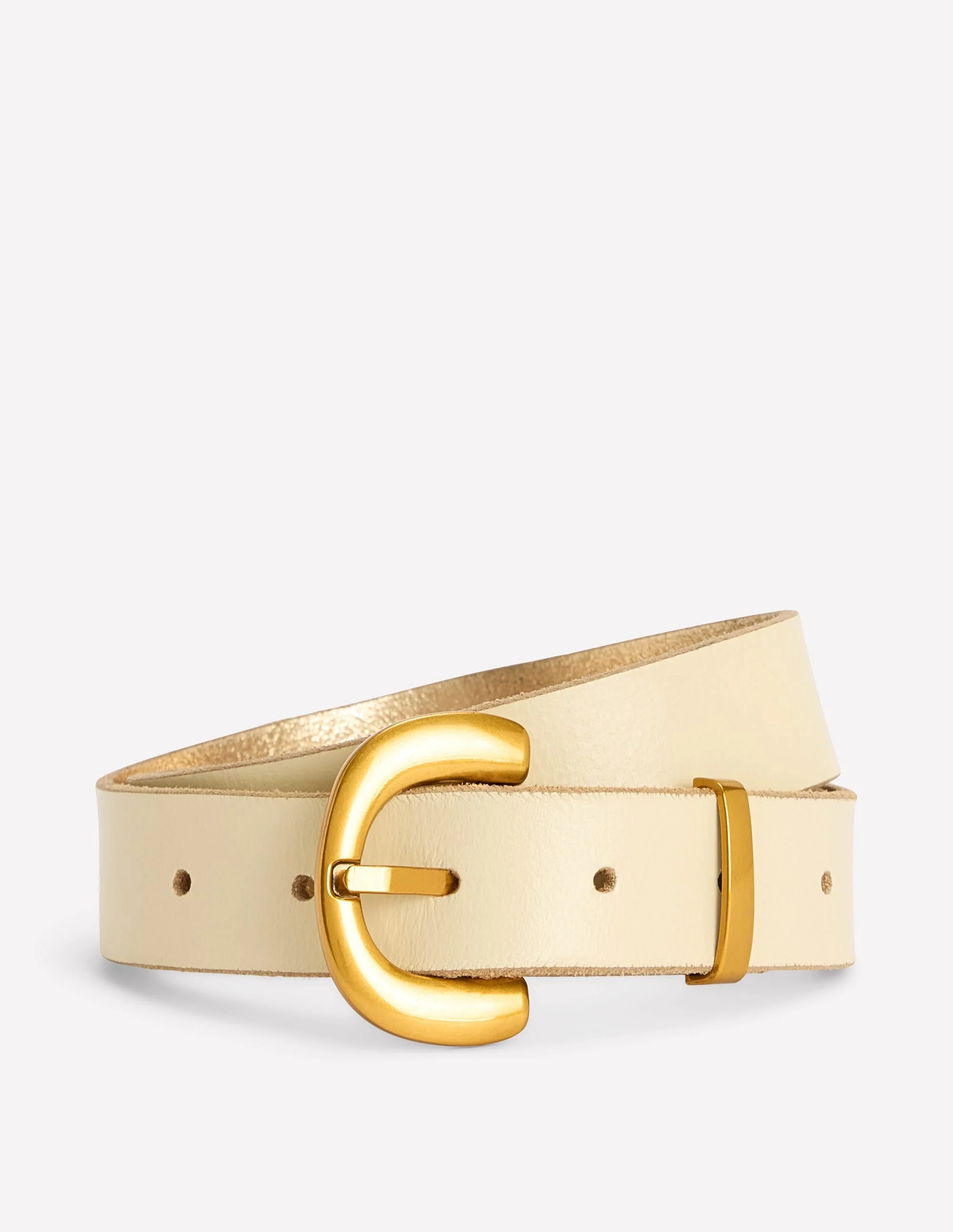 Chunky Buckle Belt-Ecru - 1