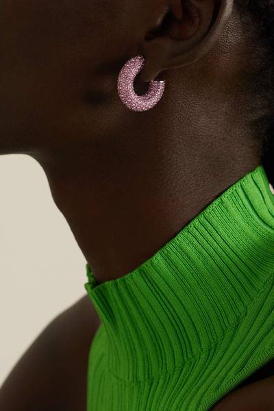 Amina Muaddi Cameron silver-tone crystal hoop earrings outlook