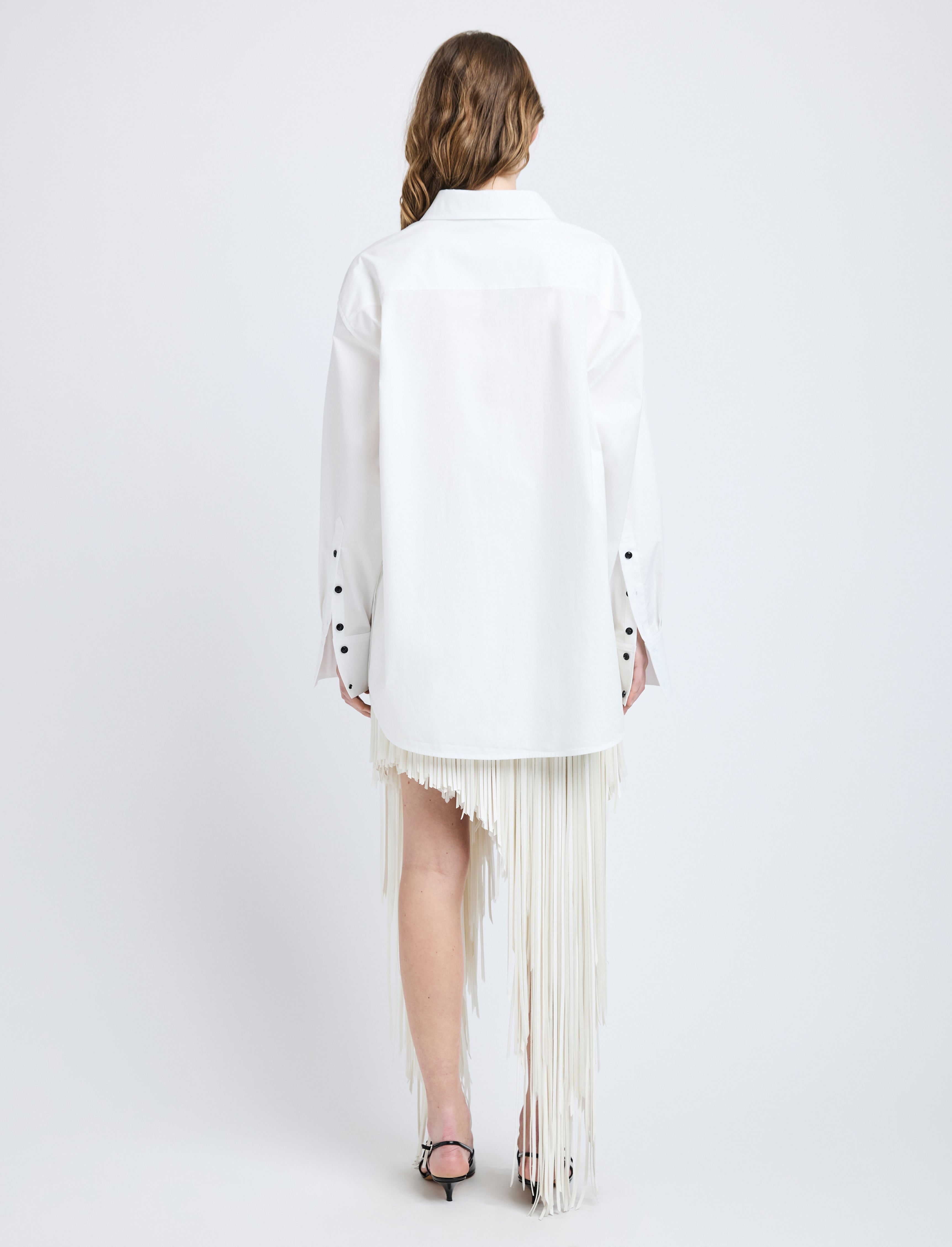 Phia Skirt in Leather Silk Fringe - 4