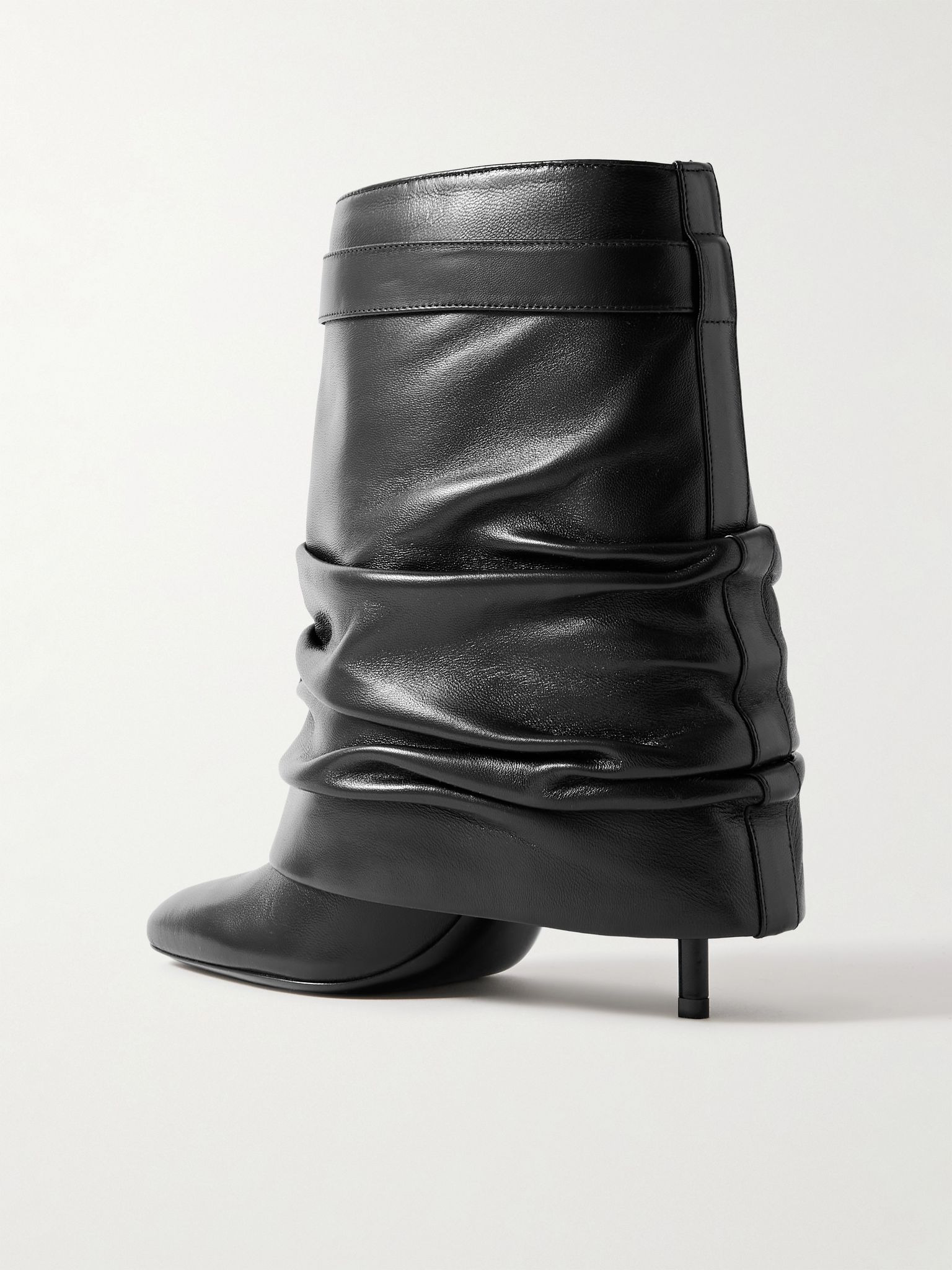 Shark Lock embellished glossed-leather ankle boots Black - 3