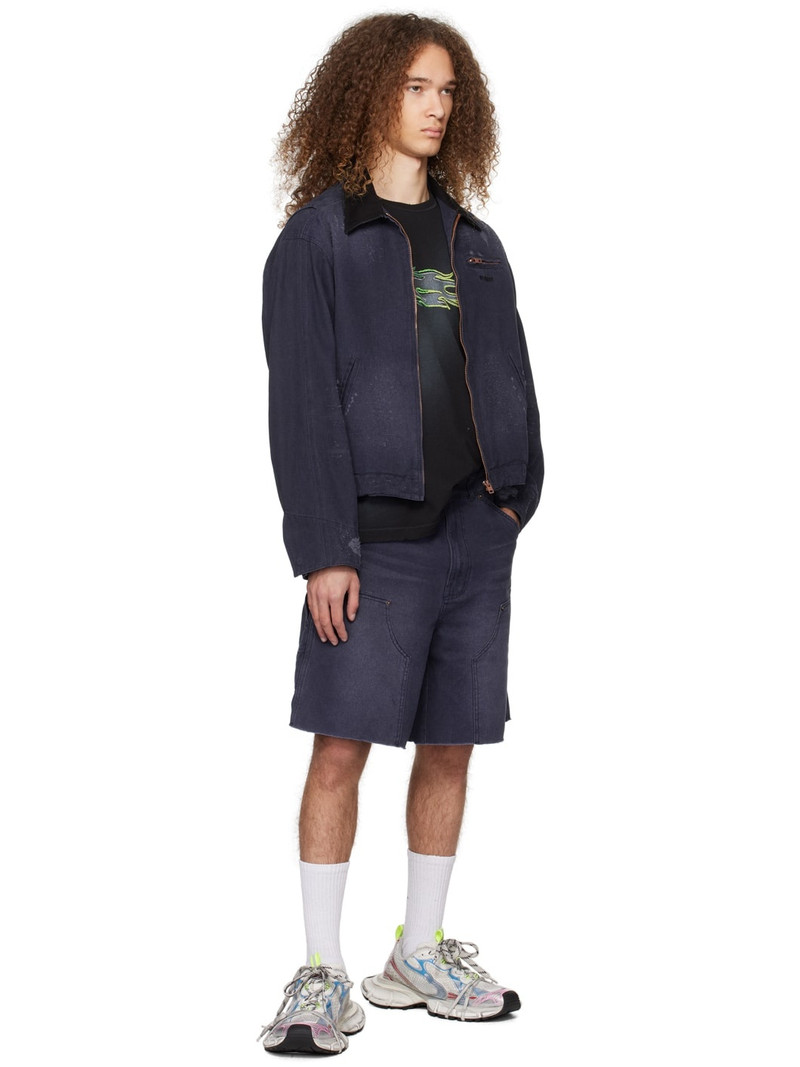 We11done Navy Distressed Denim Jacket outlook