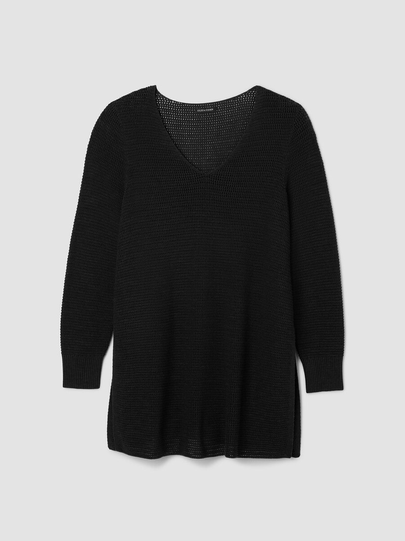 Peruvian Cotton Blend V-Neck Long Top 1