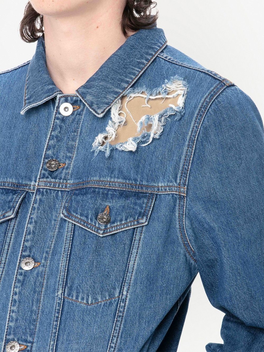 distressed denim jacket - 5