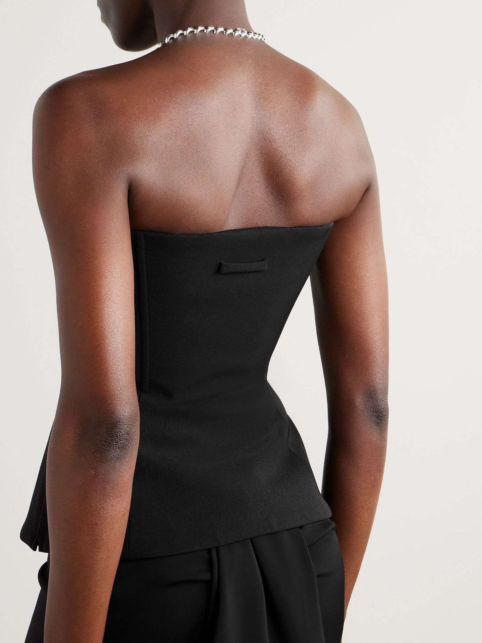 Strapless paneled twill bustier top Black - 3
