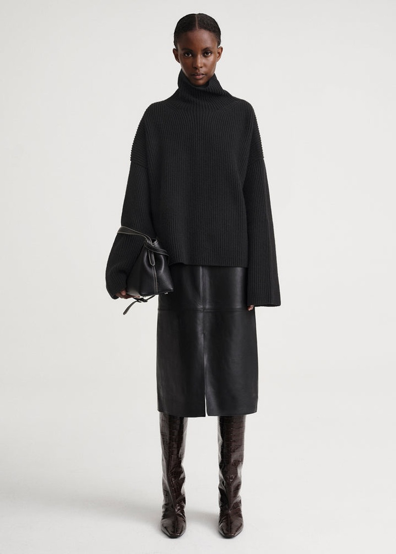 Totême Wool-blend rib knit black outlook