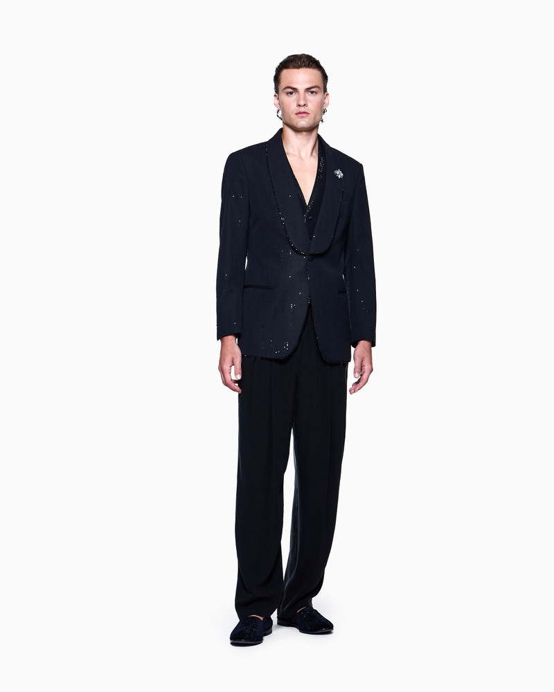 SOHO LINE SINGLE-BREASTED TUXEDO JACKET IN VIRGIN WOOL WITH SEQUINS 2