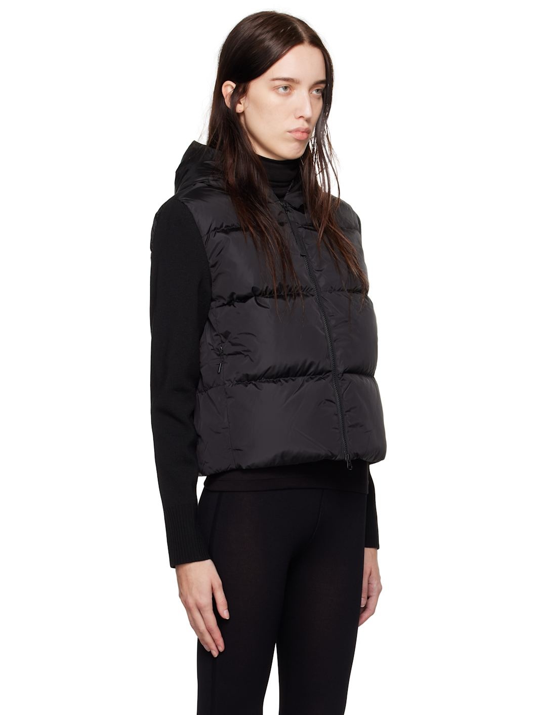 Black HyBridge® Wide Quilt Knit Down Jacket - 2