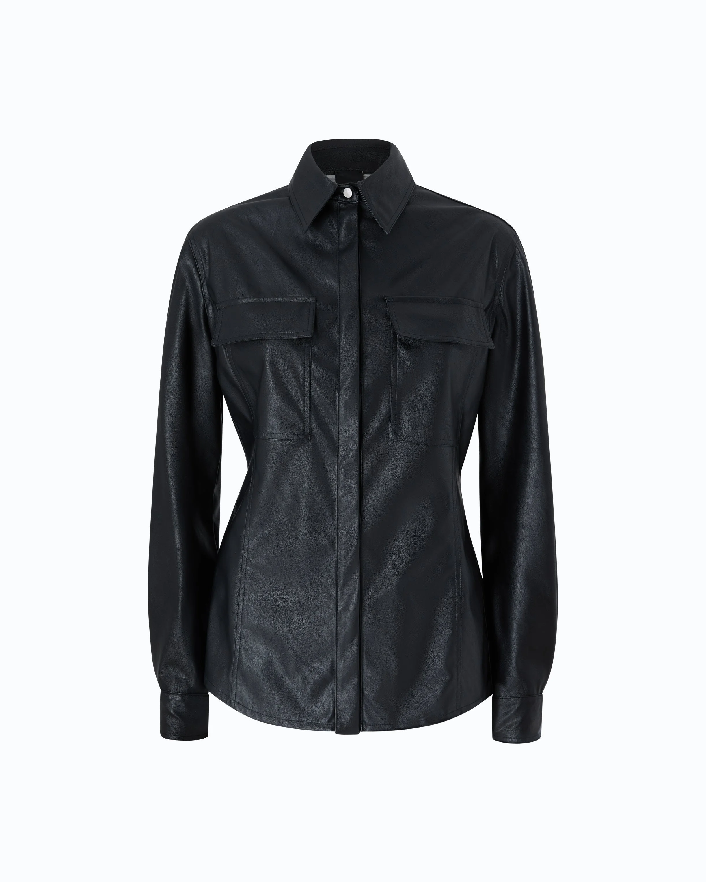 NAPPA LEATHER-EFFECT COATED SHIRT - 1